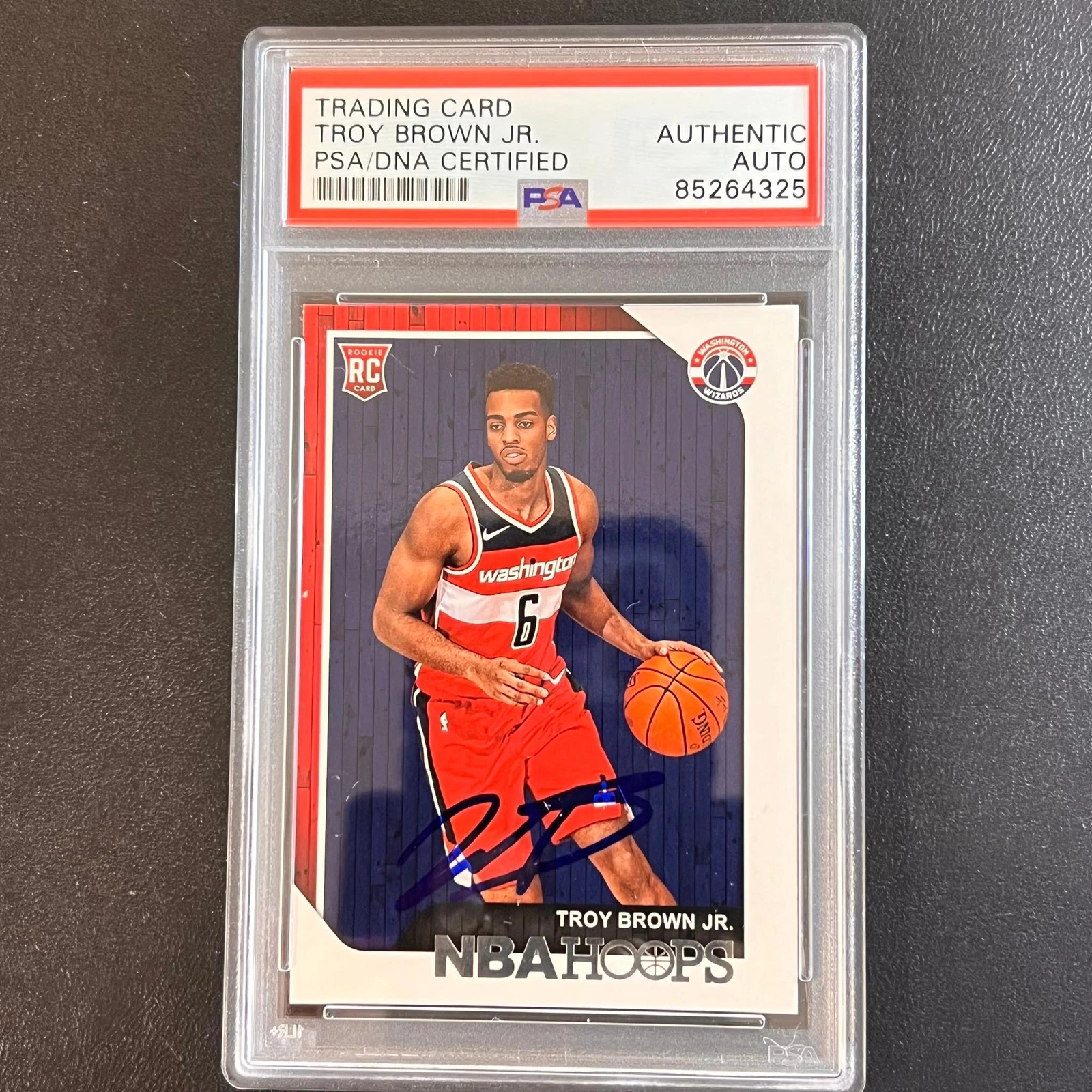 2018-19 Panini NBA Hoops #264 TROY BROWN JR. Signed Card AUTO PSA RC Slabbed Wiz