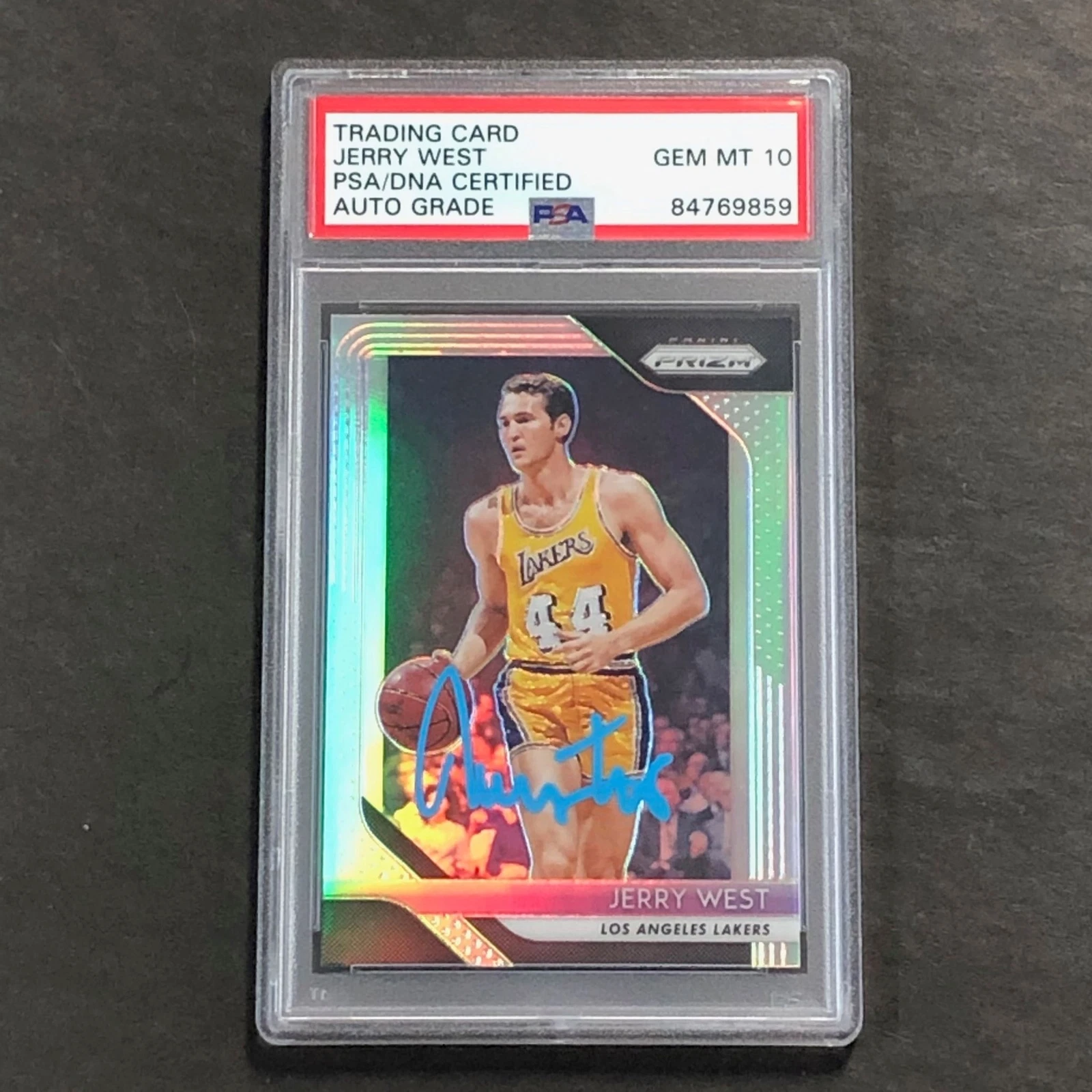 2018-19 Panini Prizm Silver #145 JERRY WEST Signed Card Auto 10 PSA Slabbed Lake