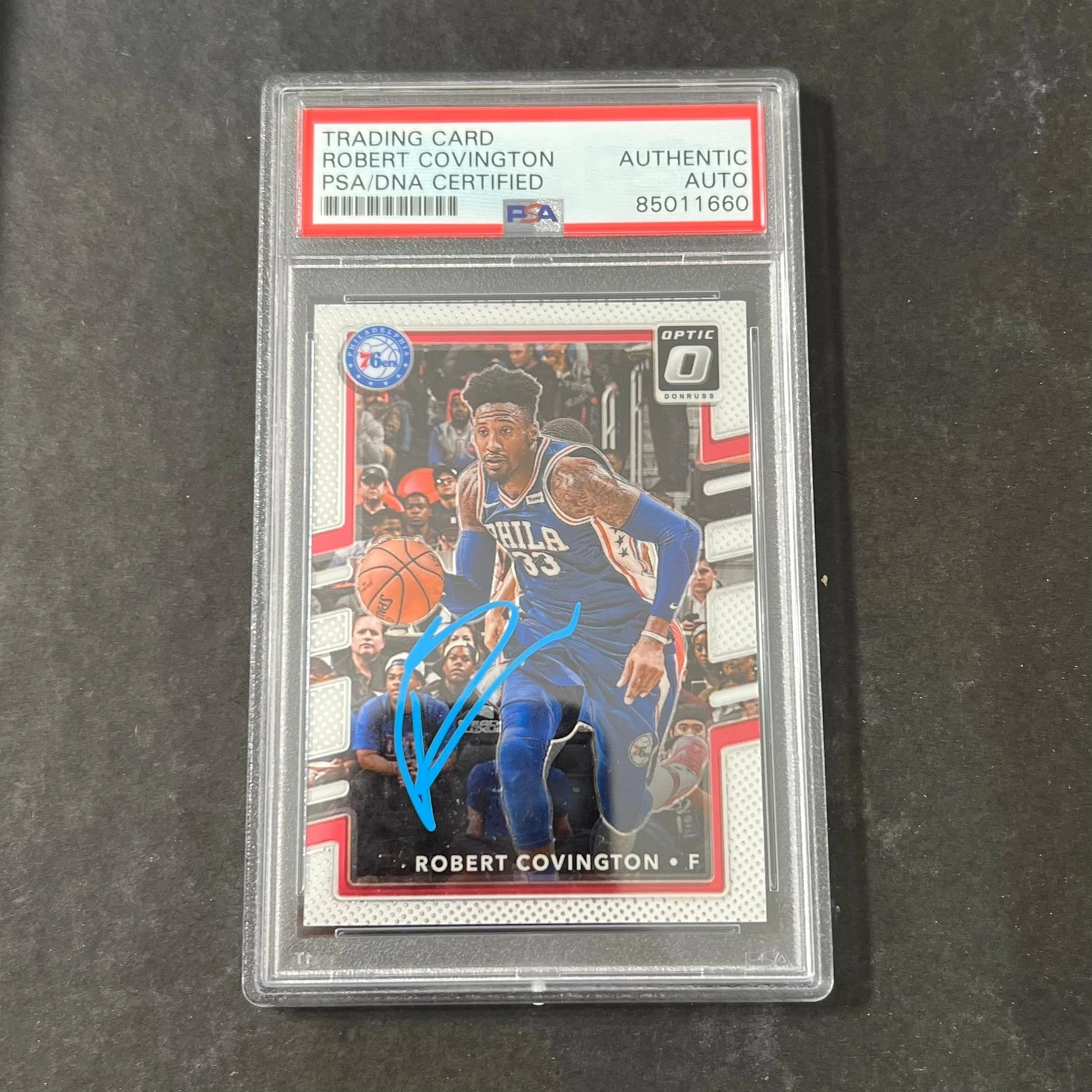 2017-18 Donruss Basketball #111 Robert Covington Signed Card AUTO PSA Slabbed 76