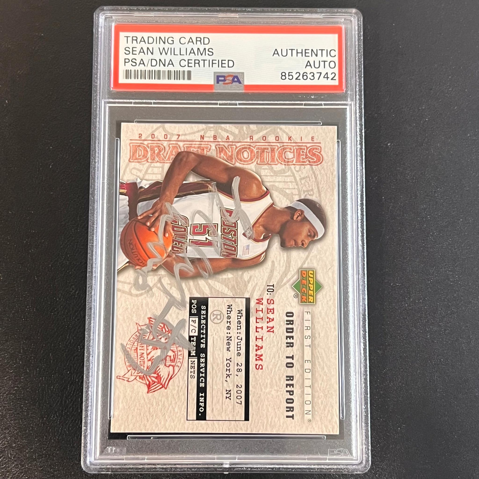 2007 Upper Deck Rookie Draft Notices #RV98 Sean Williams Signed Card AUTO PSA Sl