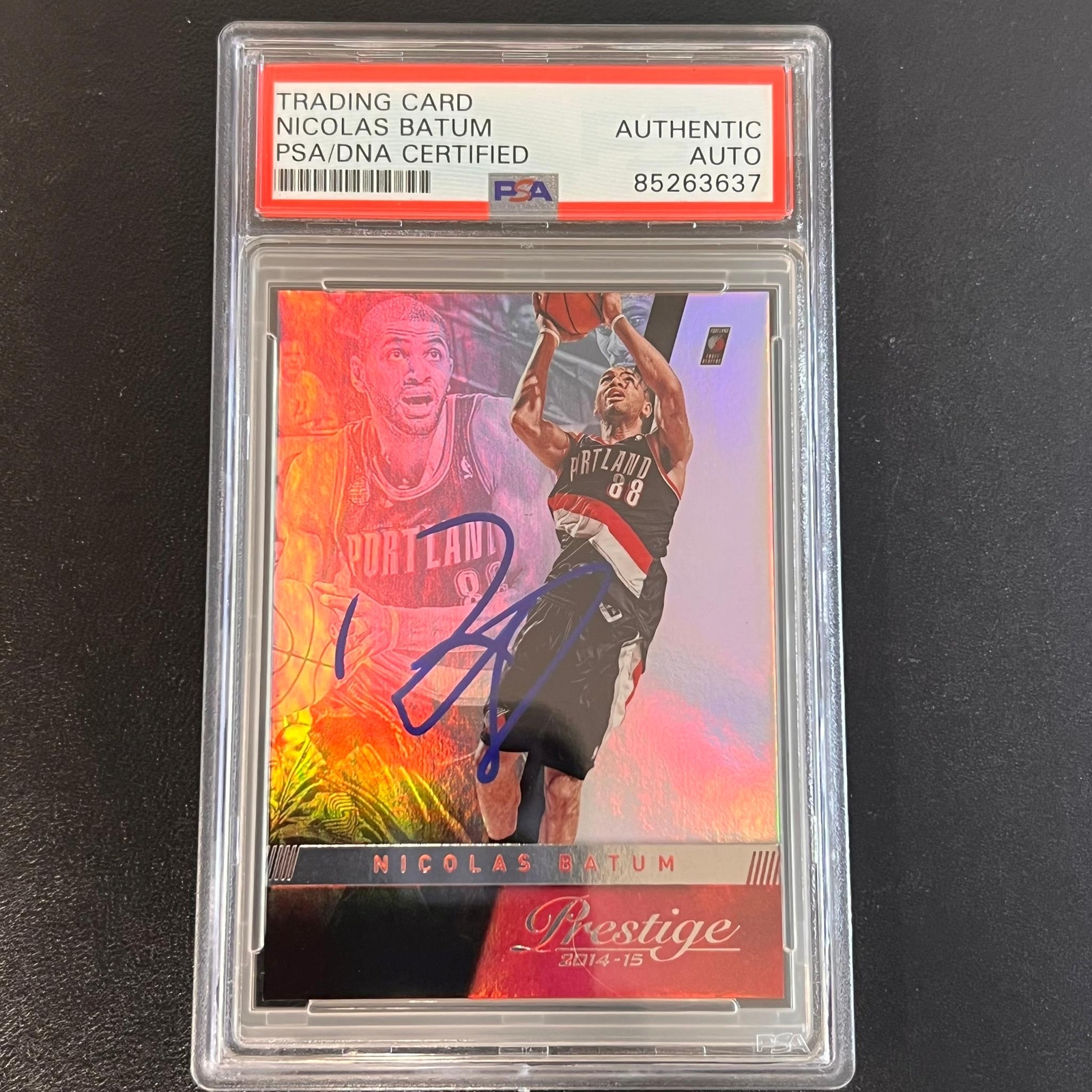 2014-15 NBA Prestige #39 Nicolas Batum Signed Card AUTO PSA Slabbed Blazers