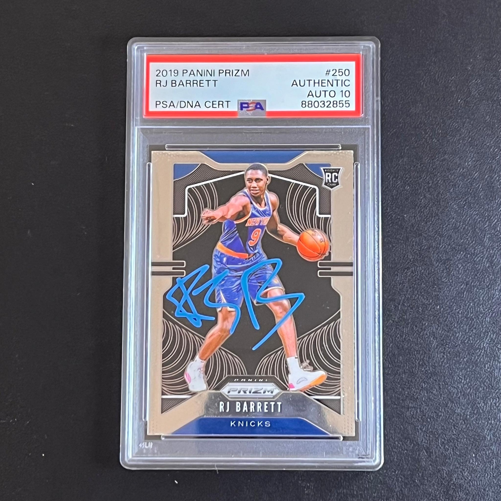 2019-20 Panini Prizm #250 RJ Barrett Signed Card PSA Slabbed AUTO 10 Knicks RC
