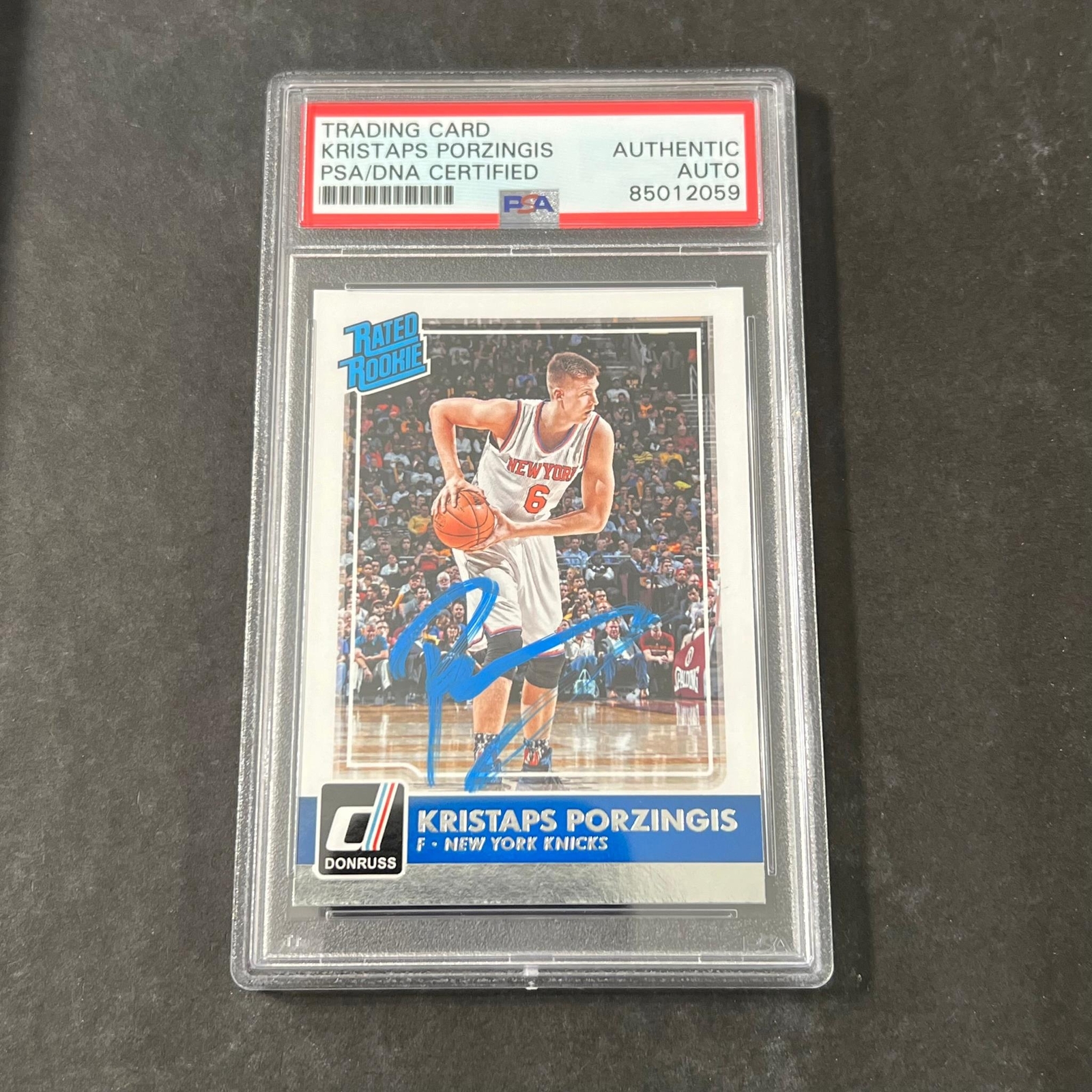 2015-16 Panini Donruss #239 Kristaps Porzingis Signed Card AUTO PSA Slabbed RC K