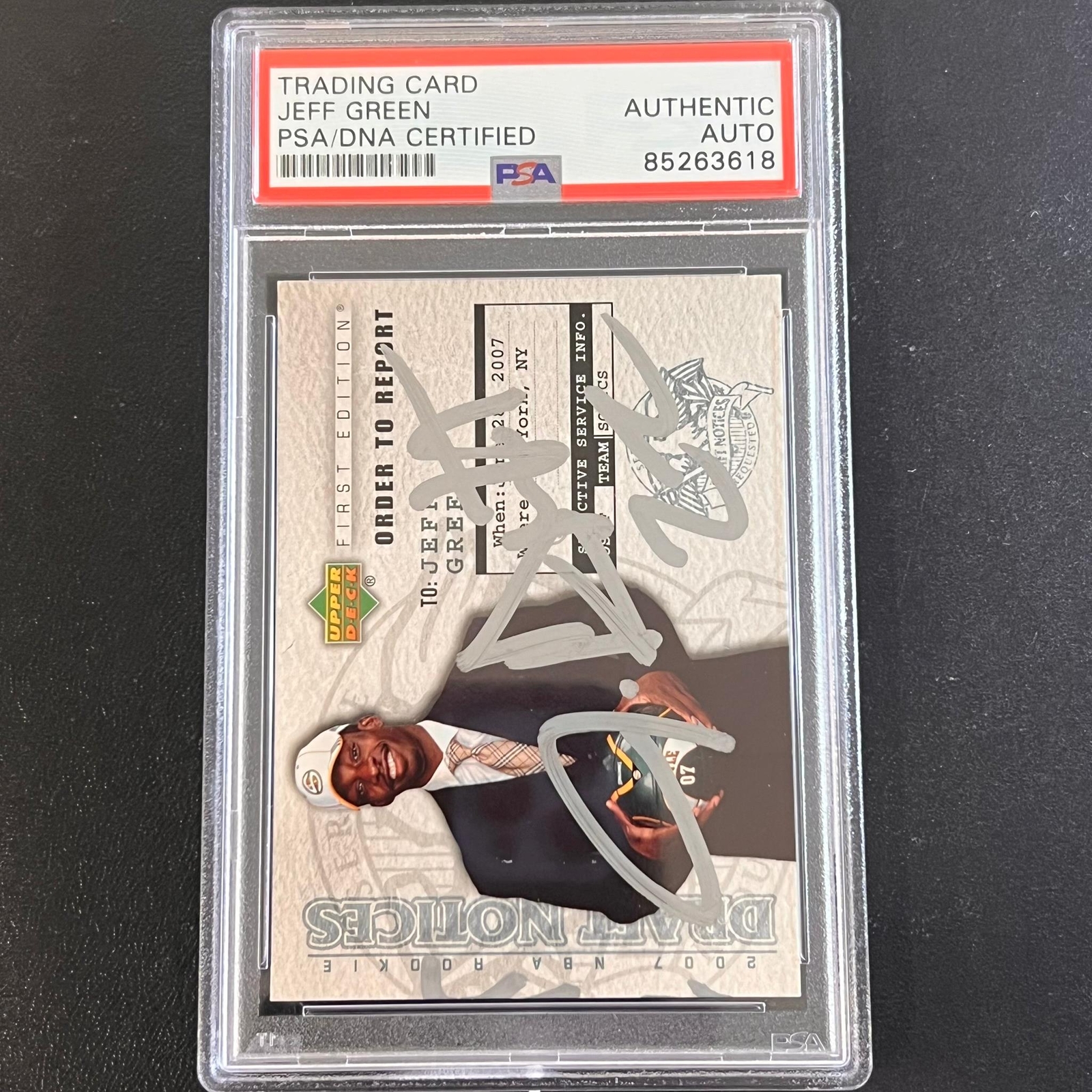2007 Upper Deck First Edition #DN5 Jeff Green RC Signed Card AUTO PSA/DNA Slabbe