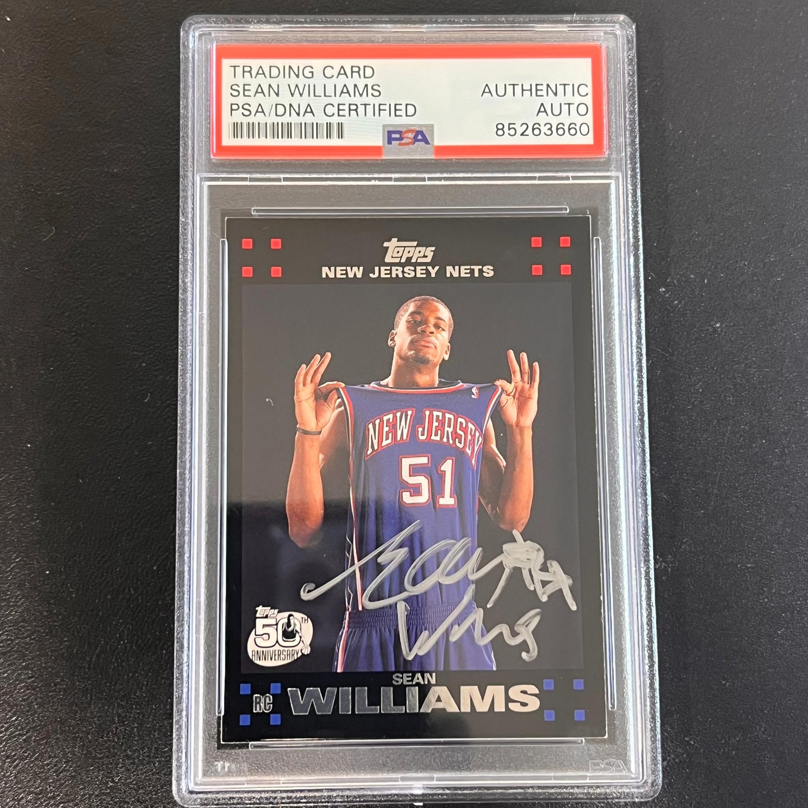 2007-08 TOPPS 50TH ANNIVERSARY RC #127 SEAN WILLIAMS SIGNED CARD AUTO PSA SLABBE COLLECTIBLE MEMORABILIA