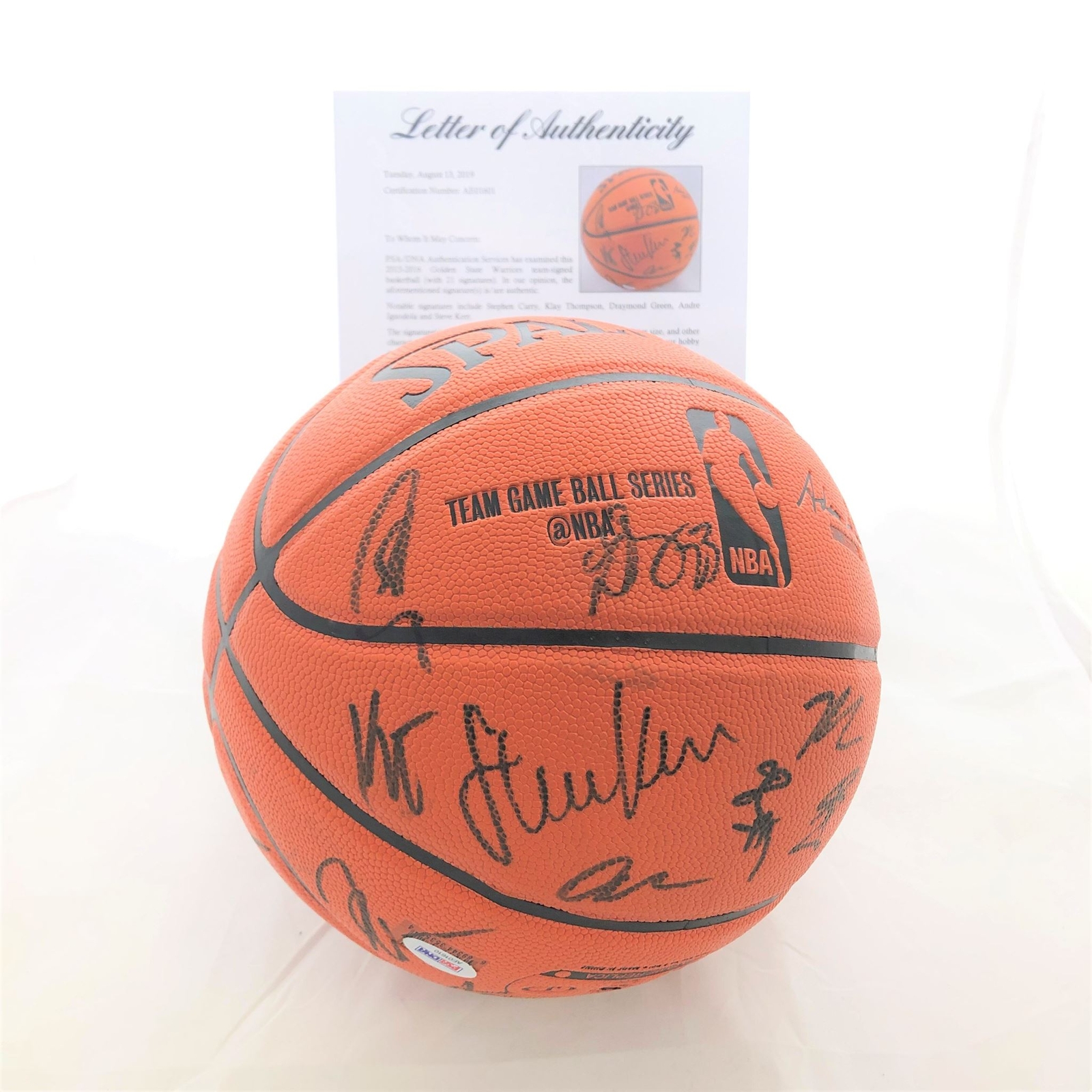 2015-16 Warriors Team Signed Basketball PSA/DNA Autographed Ball 2016