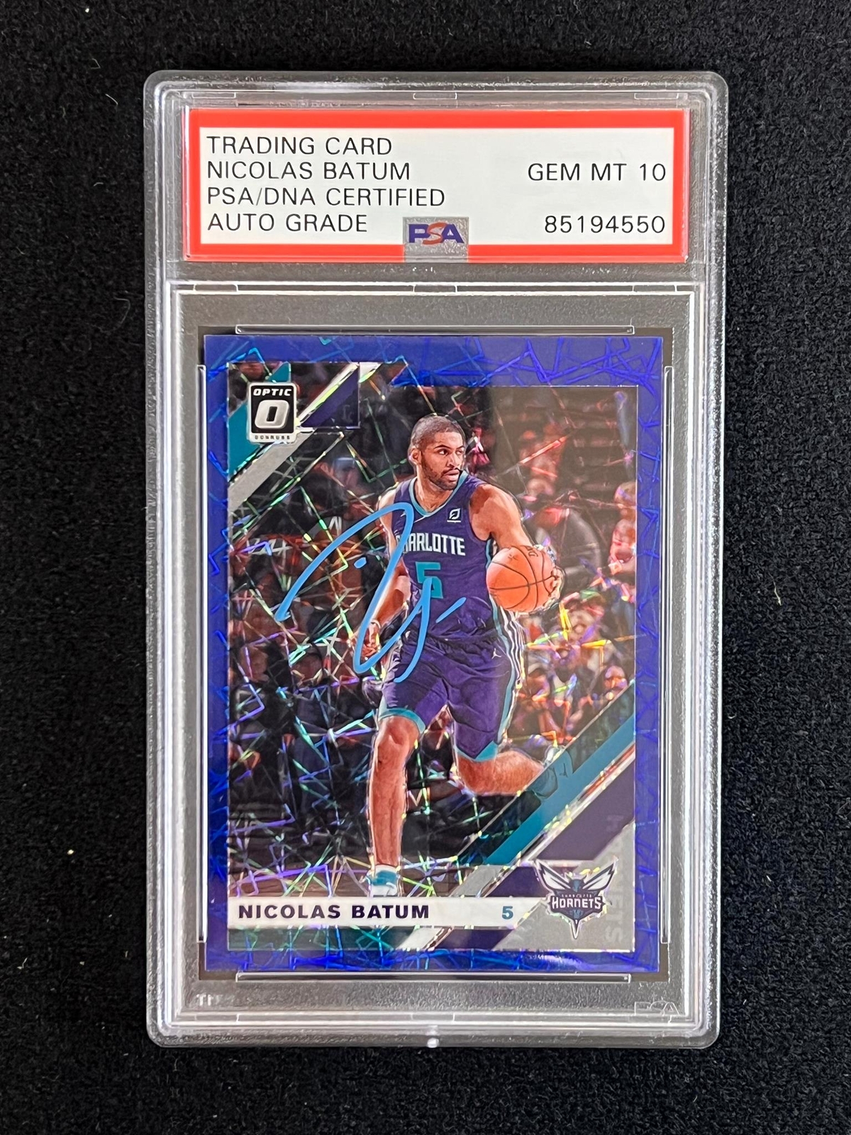 2015-16 Panini Donruss Optic Prizm #24 Nicolas Batum Signed Card AUTO 10 PSA Sla