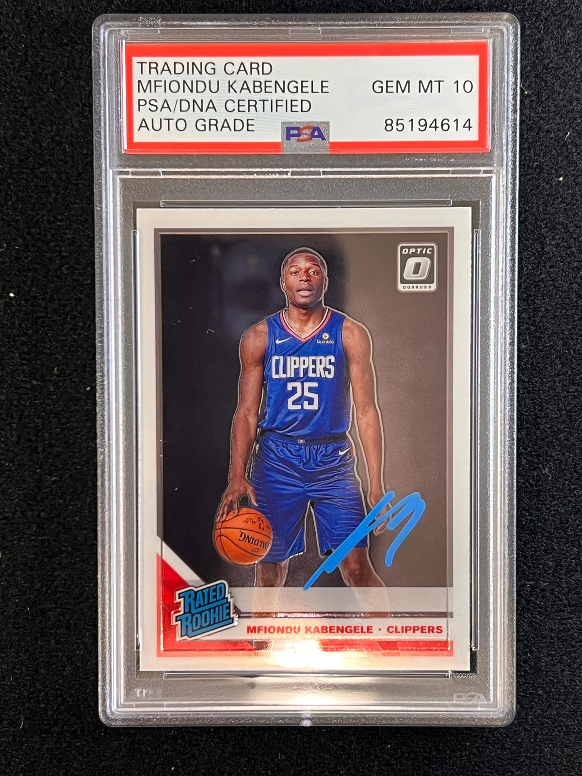 2019-20 Panini Donruss Optic #159 Mfiondu Kabengele Signed Card AUTO 10 PSA/DNA