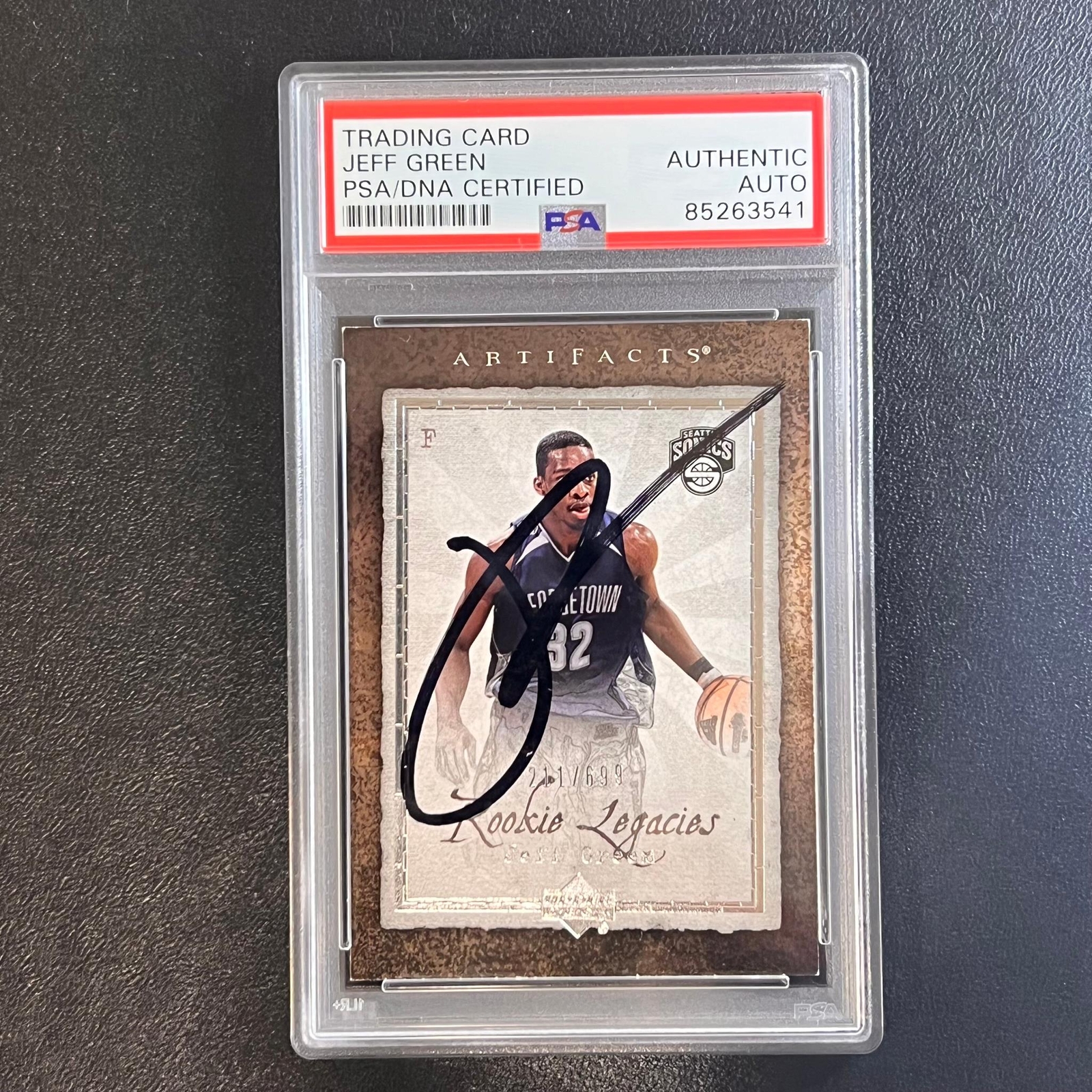 2007-08 Upper Deck Rookie Legacies NBA Artifacts #105 Jeff Green RC Signed Card