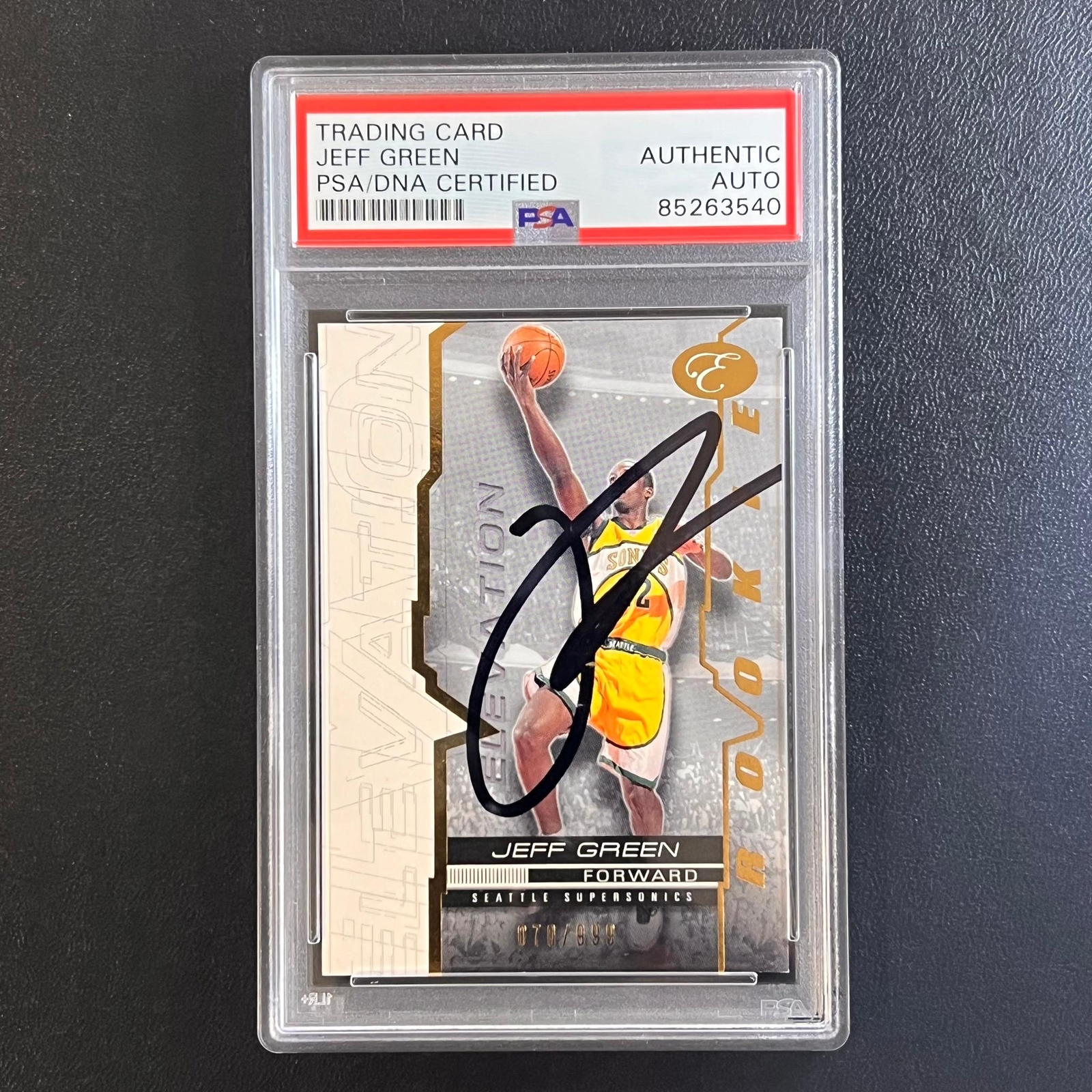 2007-08 Topps Rookie Elevation #91 Jeff Green Signed Rookie Card AUTO PSA/DNA Sl