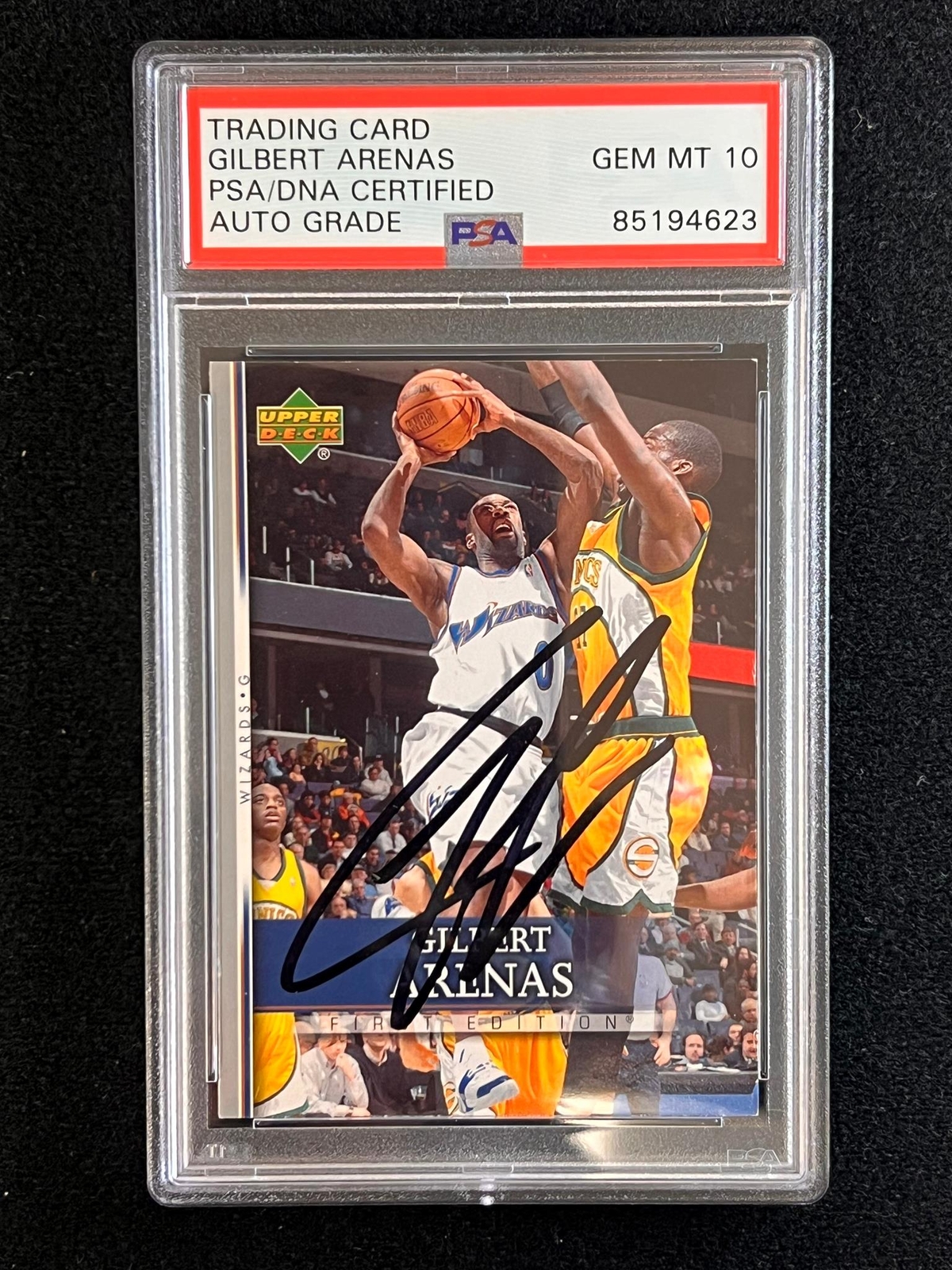 2007-08 Upper Deck First Edition #200 Gilbert Arenas Signed Card AUTO PSA Slabbe