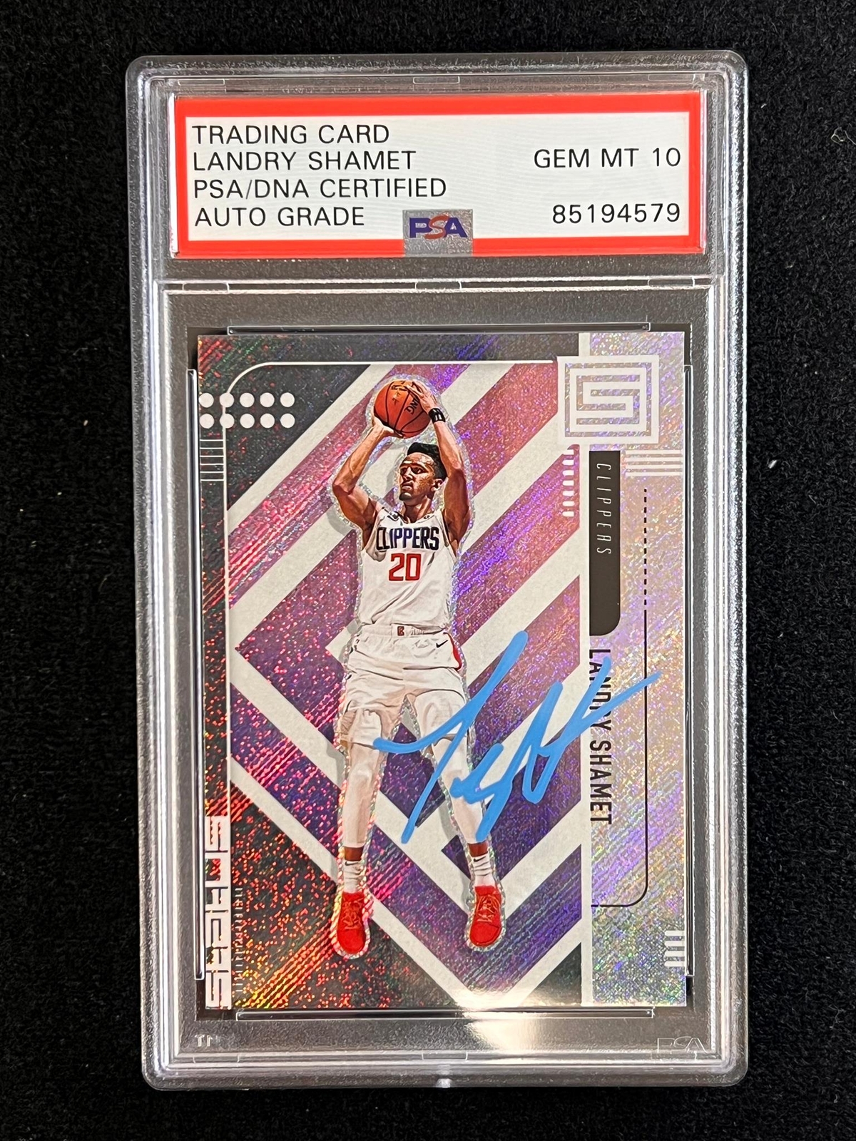 2019-20 Panini Status #17 Landry Shamet Signed Card AUTO 10 PSA/DNA Slabbed 76er