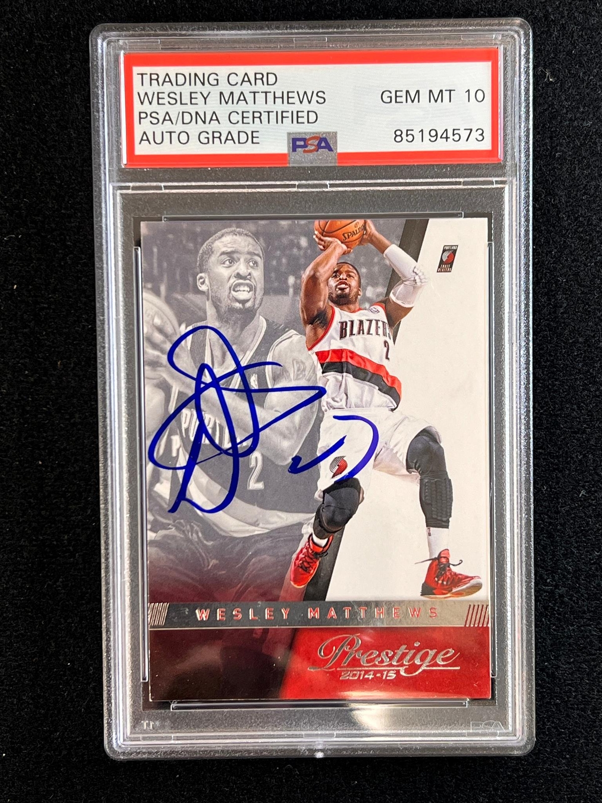 2014-15 Panini Prestige #143 Wesley Matthews Signed Card AUTO 10 PSA Slabbed Tra