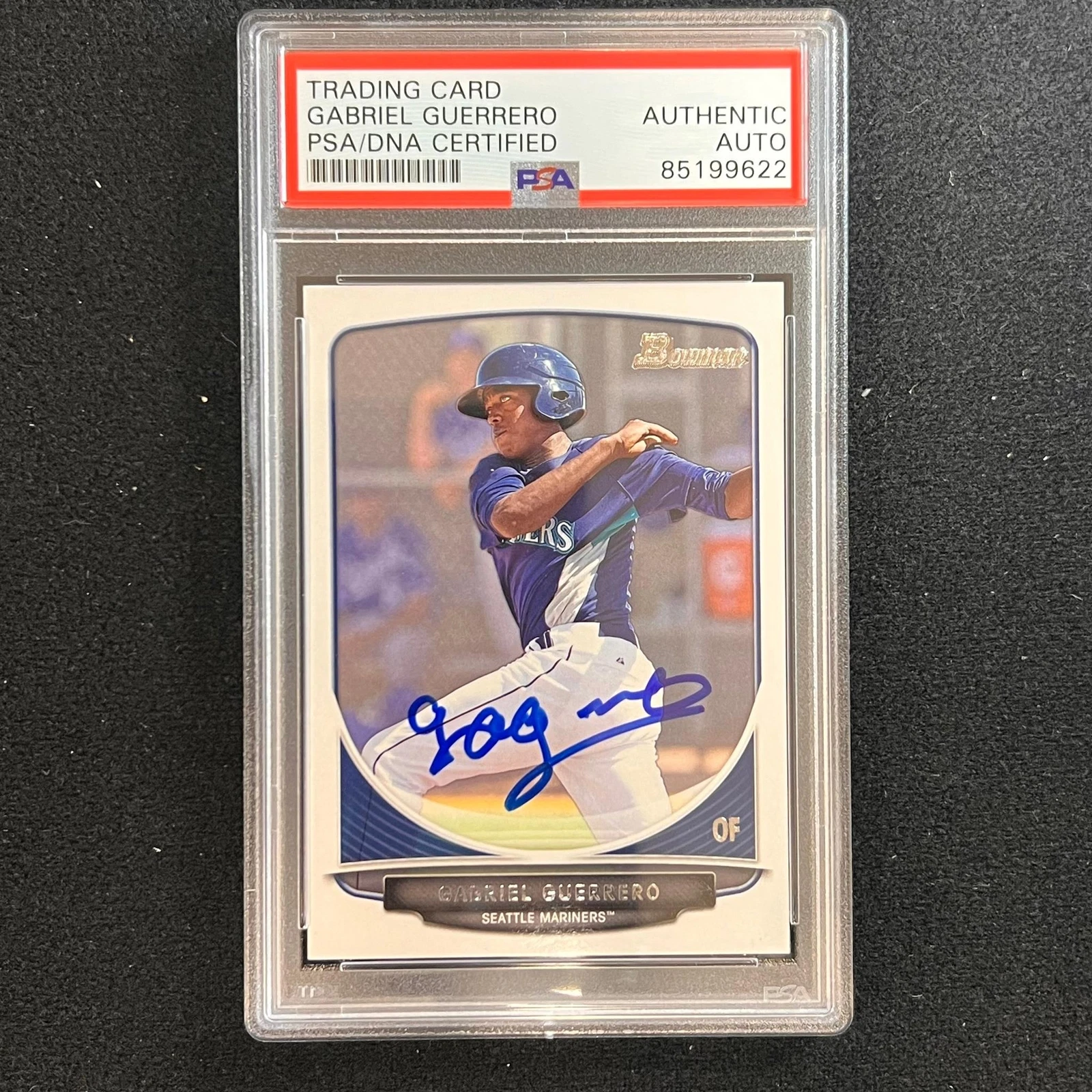 2013 Topps #BCP91 Gabriel Guerrero Signed Card AUTO PSA Slabbed Mariners