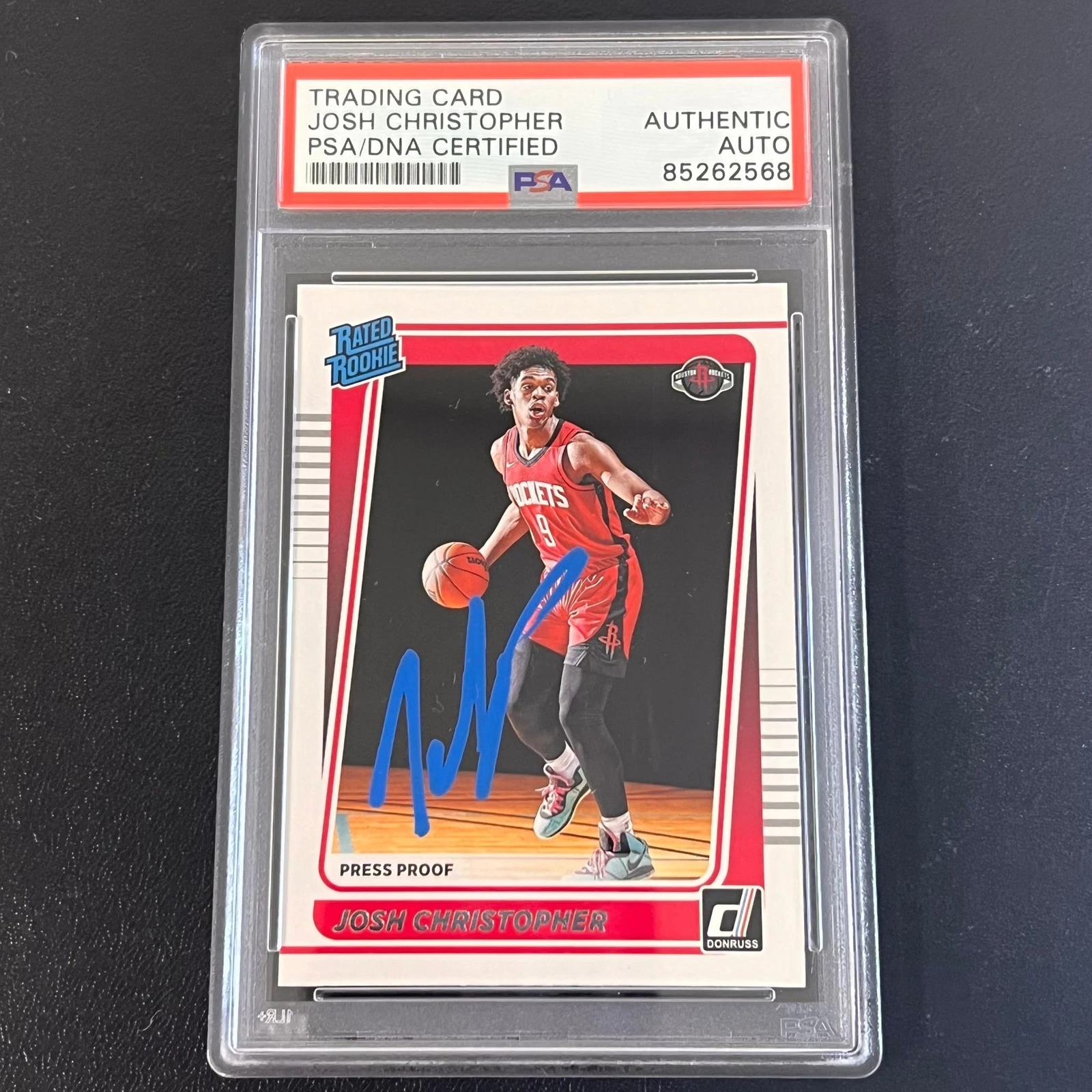 2021-22 Panini Donruss Rated Rookie #250 Josh Christopher Signed Card AUTO PSA S