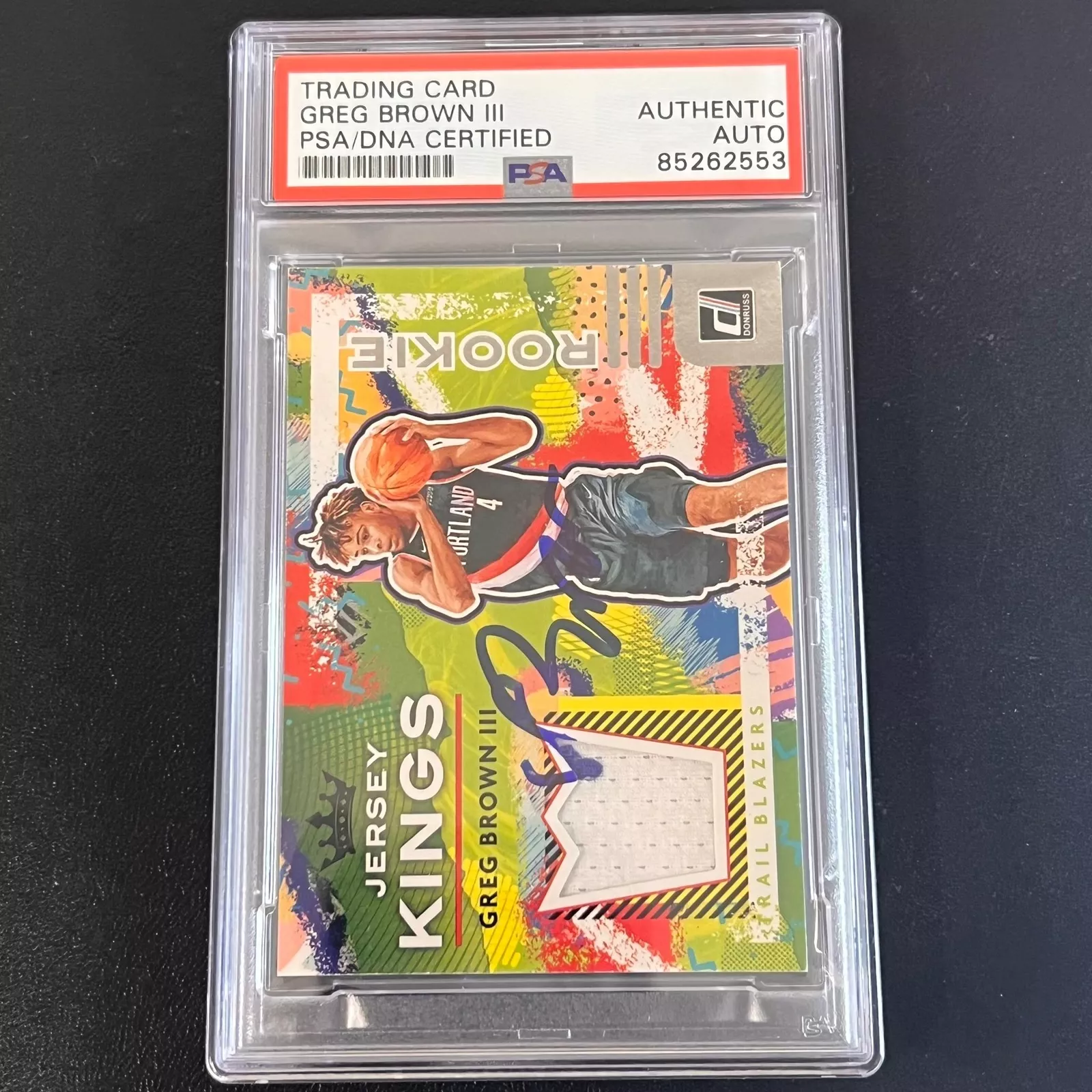 2021-22 Panini Jersey Kings #RJ-GBR Greg Brown III Signed Card AUTO PSA Slabbed