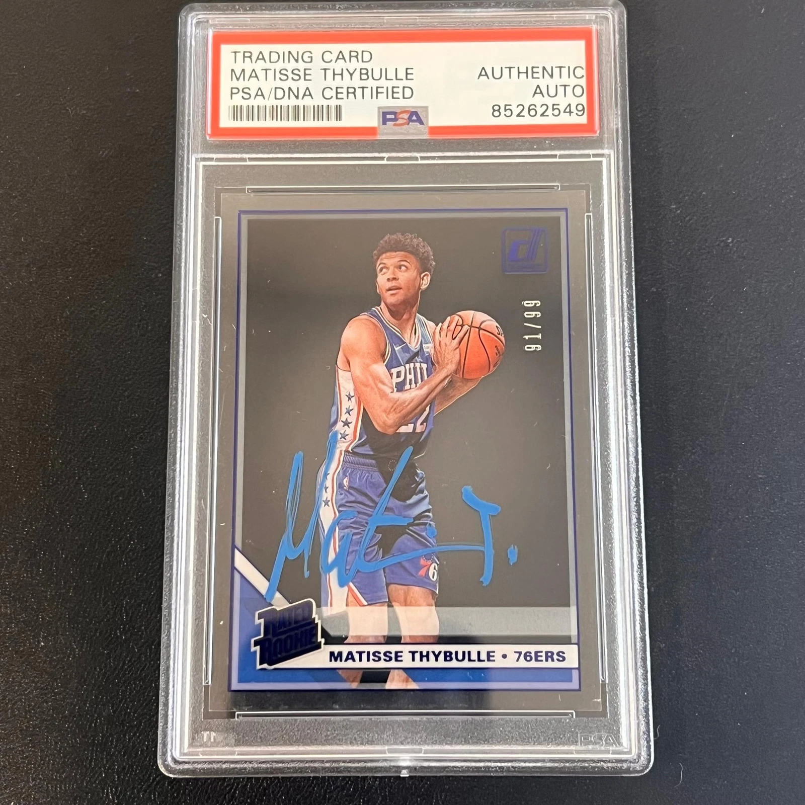 2019-20 Panini Rated Rookie #69 91/99 Matisse Thybulle Signed Card AUTO PSA Slab