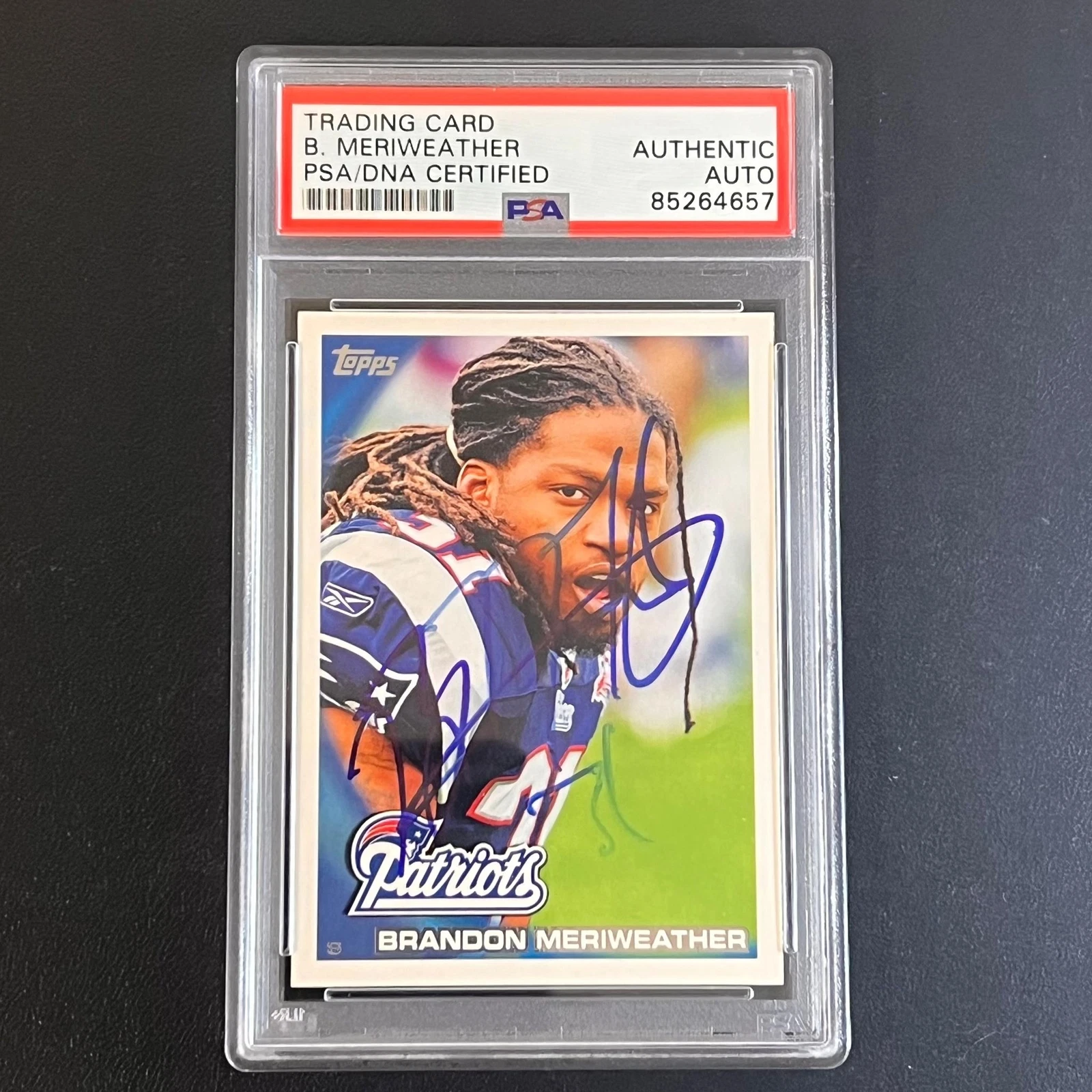 2010-11 Topps #108 Brandon Meriweather Signed Card AUTO PSA Slabbed Patriots