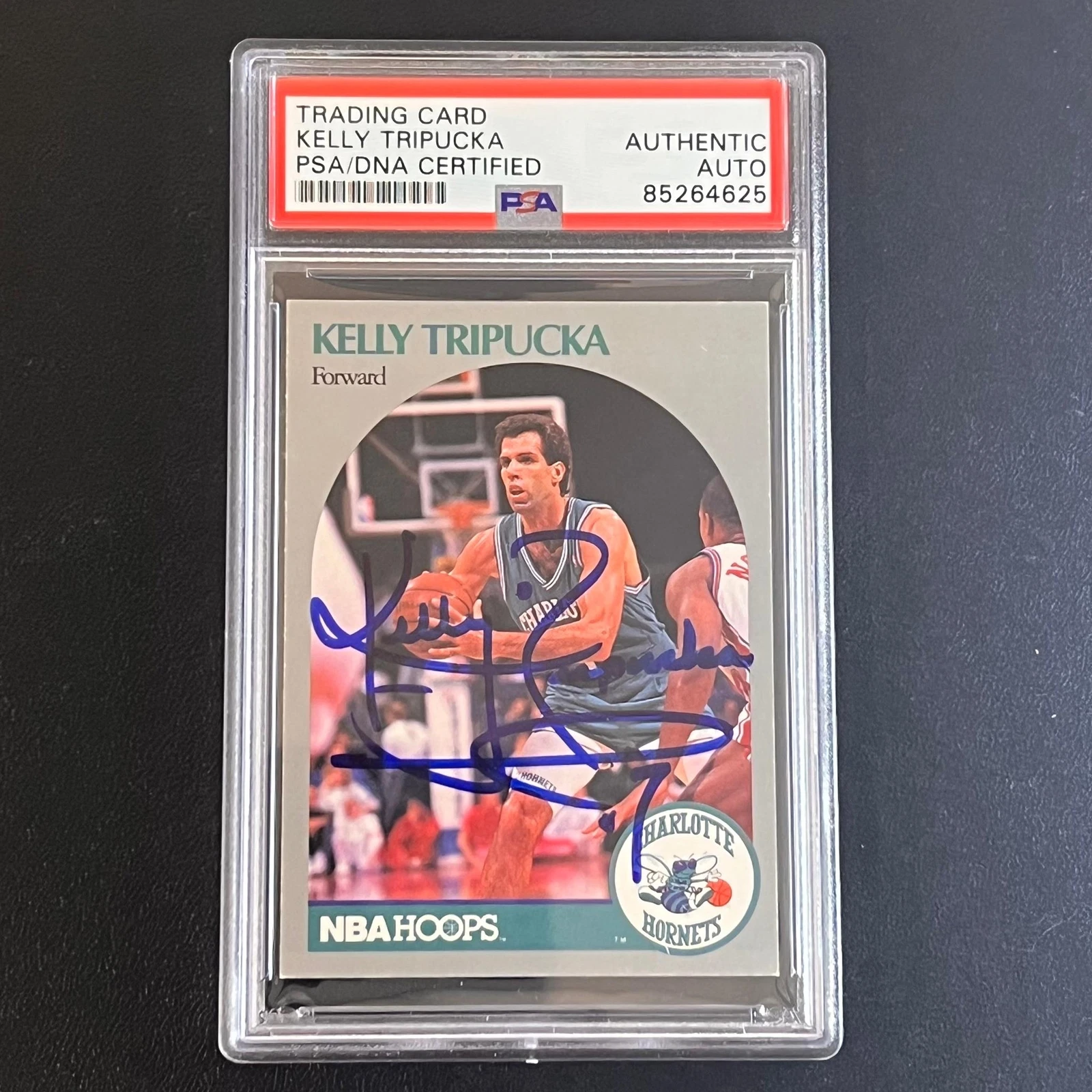 1990-91 NBA HOOPS #59 KELLY TRIPUCKA SIGNED CARD AUTO PSA/DNA SLABBED HORNETS COLLECTIBLE MEMORABILIA