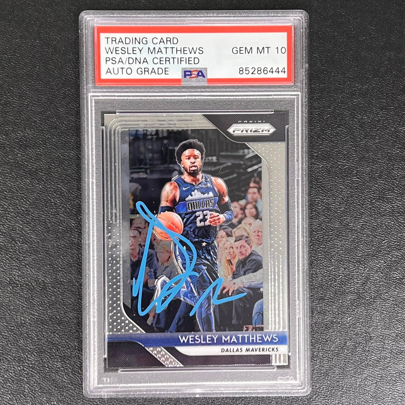 2018-19 Panini Prizm #290 Wesley Matthews Signed Card AUTO 10 PSA Slabbed Maveri