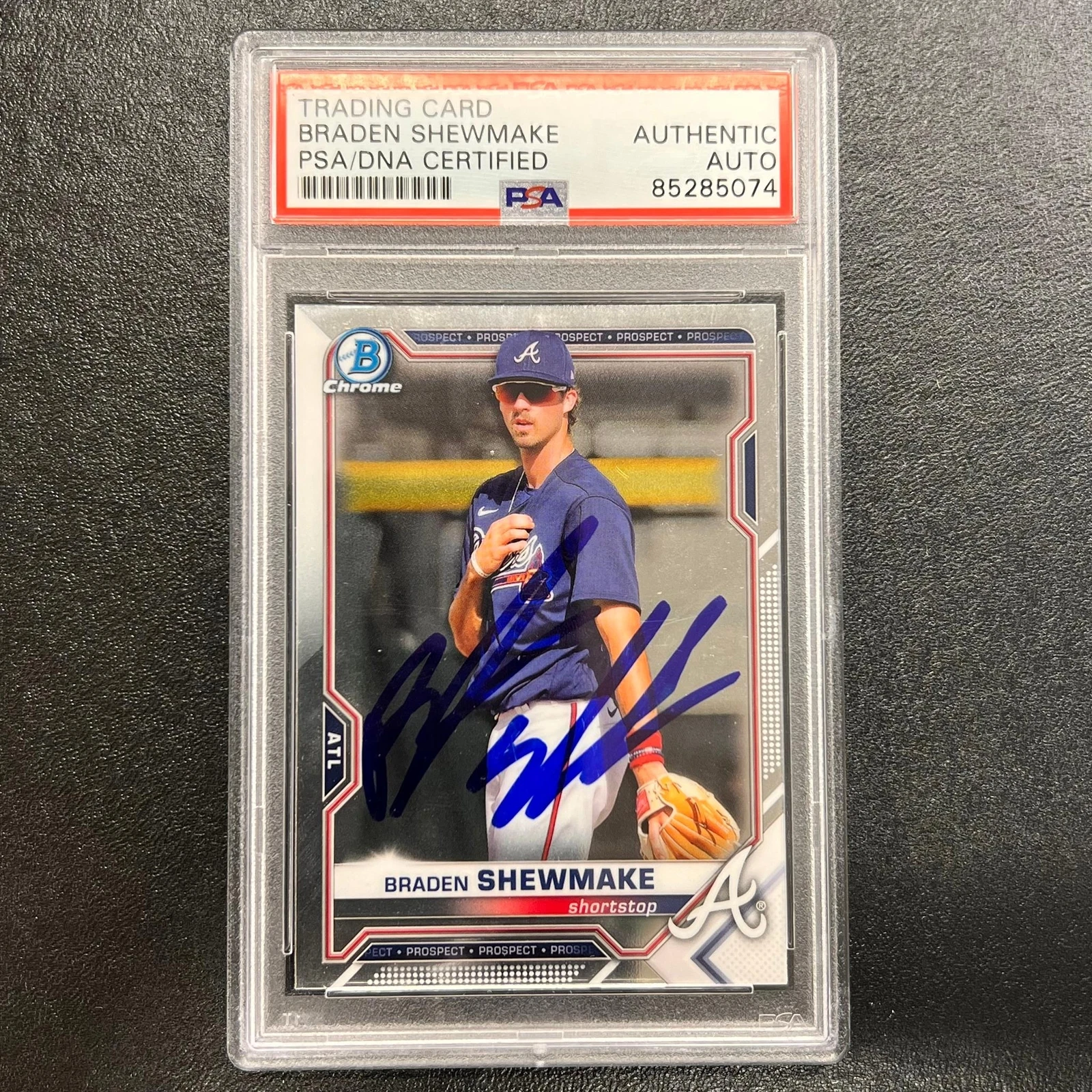 2021 Bowman Chrome #BCP-48 Braden Shewmake Signed Card Auto PSA/DNA Slabbed Brav
