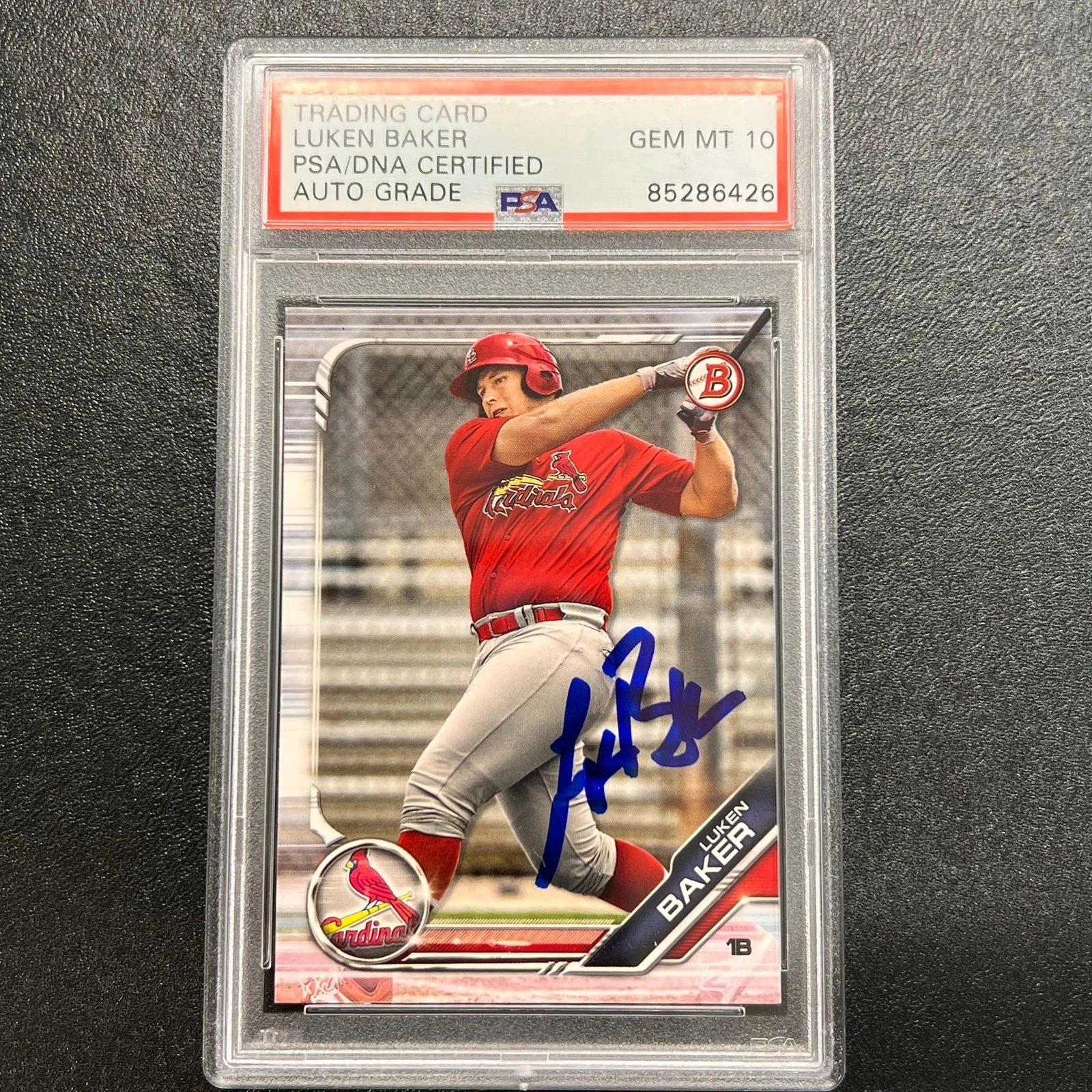 2019 Topps Bowman #BP-116 Luken Baker Signed Card PSA/DNA AUTO 10 Slabbed St. Lo