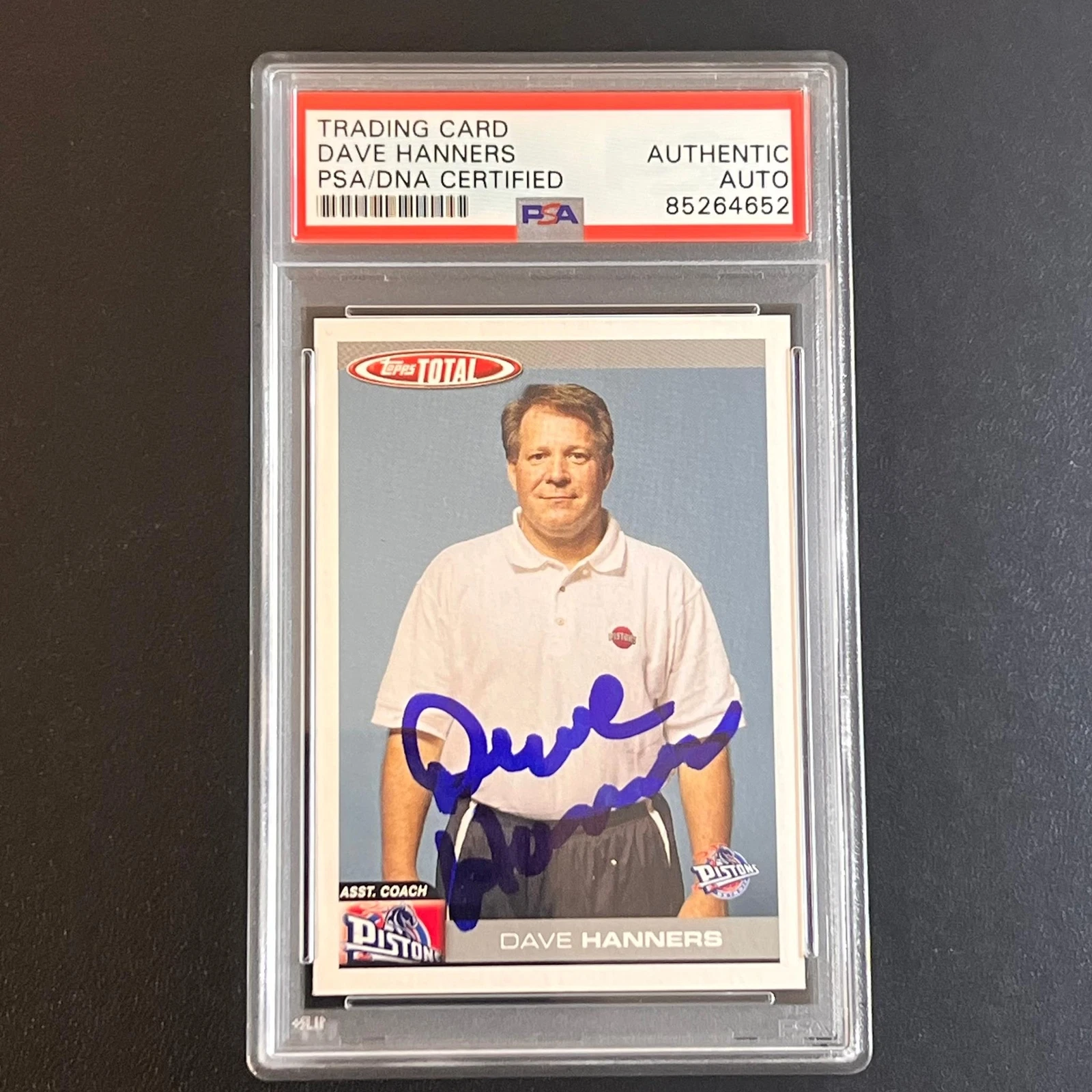 2005-06 Topps Total #376 Dave Hanners Signed Card AUTO PSA/DNA Slabbed Pistons