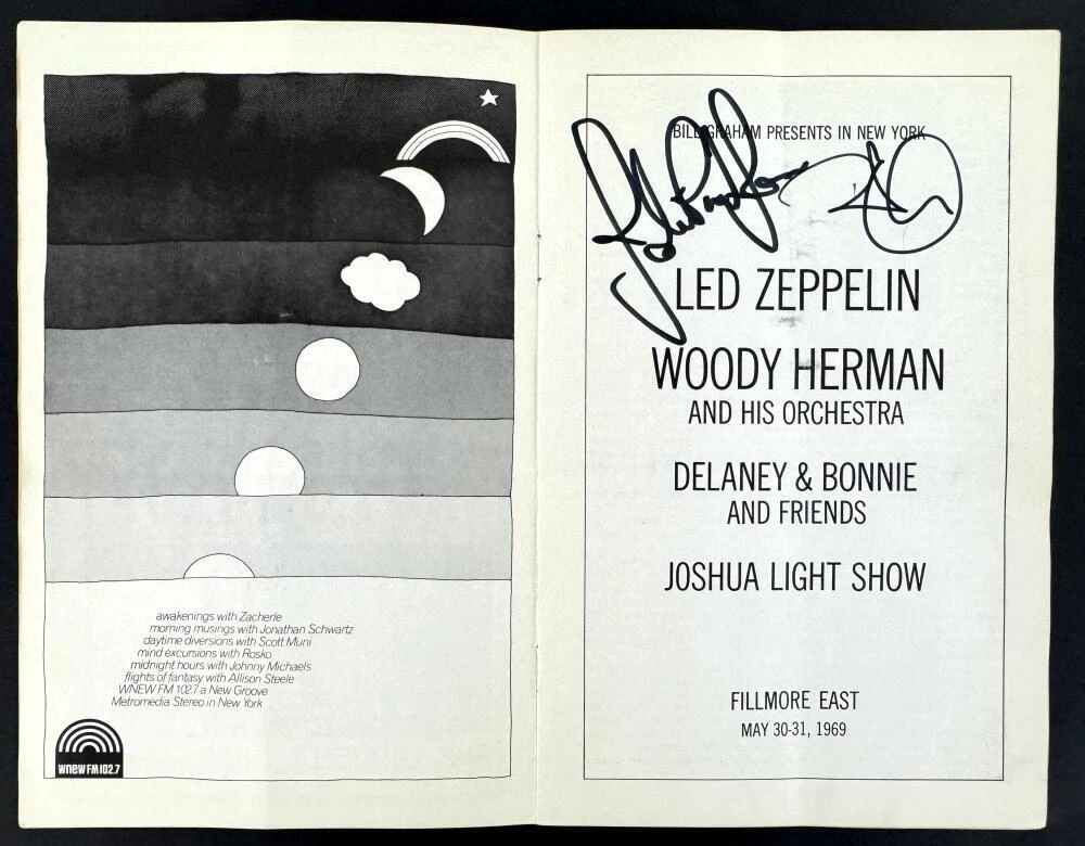 John Paul Jones & Robert Plant Signed Autograph - Led Zeppelin Program PSA COA