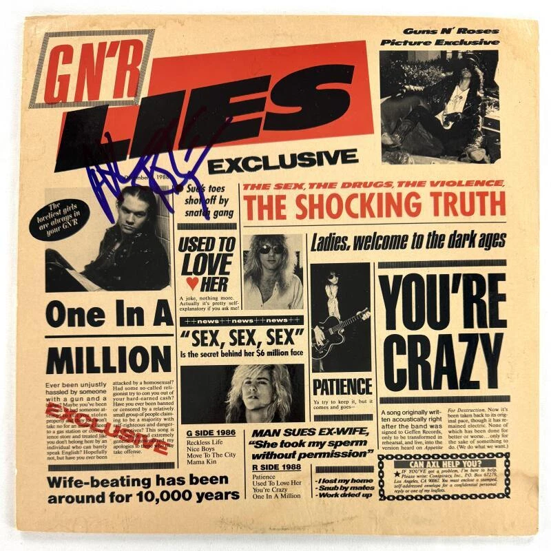 Axl Rose Guns N Roses Signed Autograph Album Vinyl Record LP G N' R Lies JSA COA