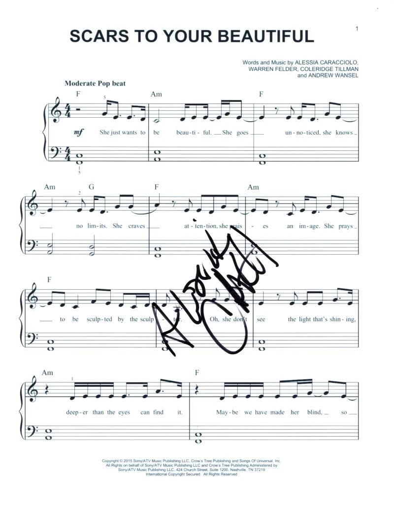 ALESSIA CARA SIGNED AUTOGRAPH SCARS TO YOUR BEAUTIFUL SHEET MUSIC – KNOW-IT-ALL COLLECTIBLE MEMORABILIA