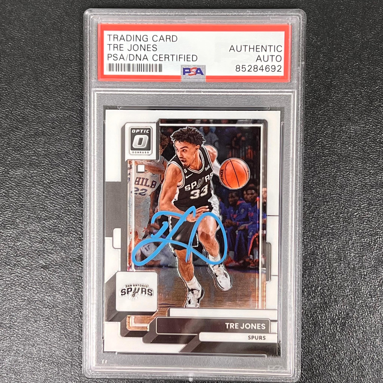 2022-23 Panini Donruss Optic #199 Tre Jones Signed Card AUTO PSA/DNA Slabbed Spu