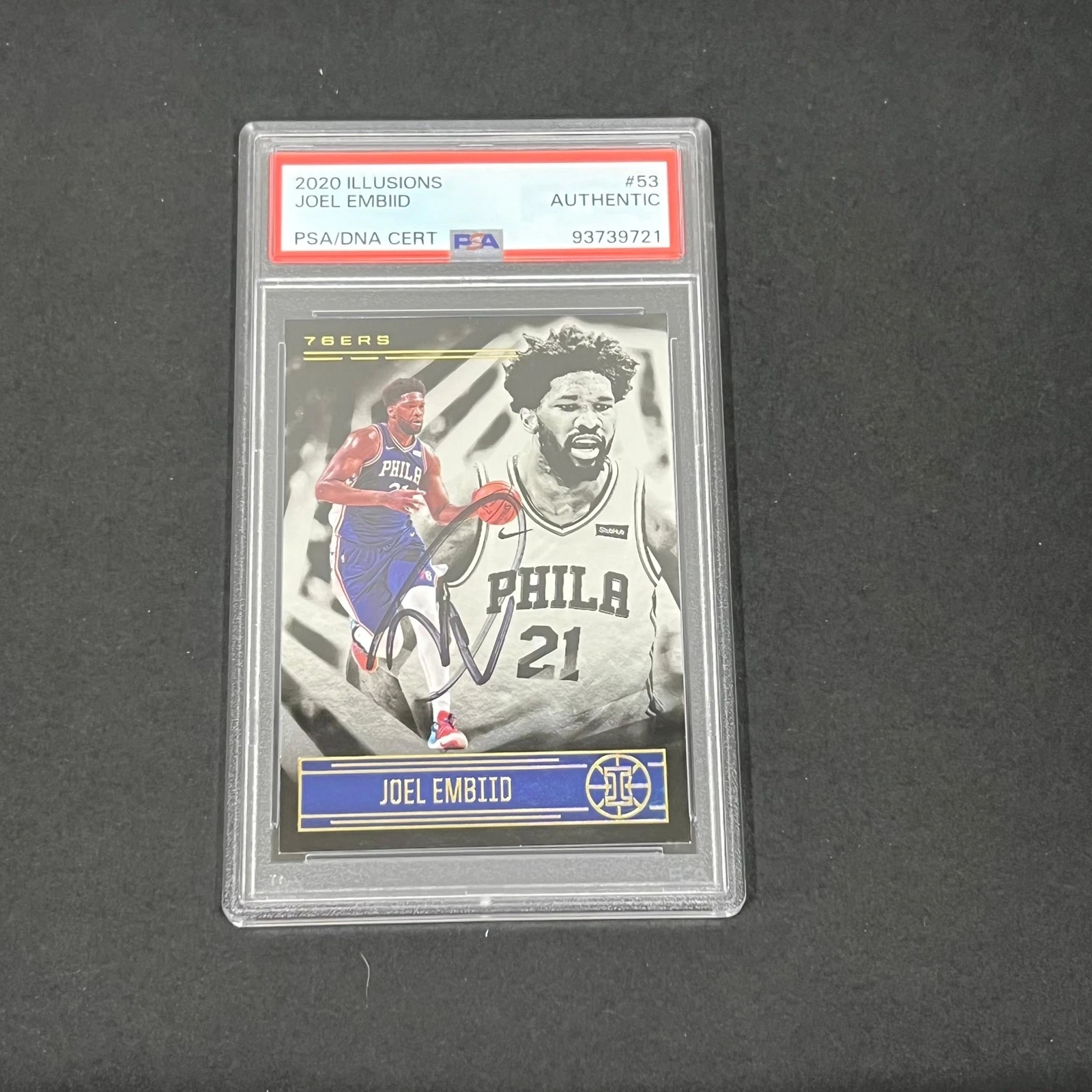 2020 Panini Illusions Hoops #53 Joel Embiid signed card PSA/DNA Philadelphia 76e