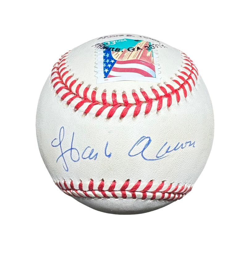 Hank Aaron Signed Autograph 715 HR 25th Ann NL Baseball Ball w/ Stamp JSA