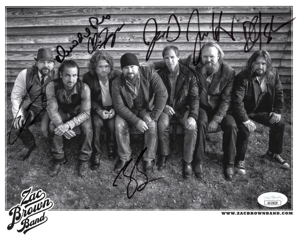 ZAC BROWN BAND COMPLETE X7 SIGNED AUTOGRAPH 8×10 PHOTO – THE FOUNDATION JSA COA COLLECTIBLE MEMORABILIA