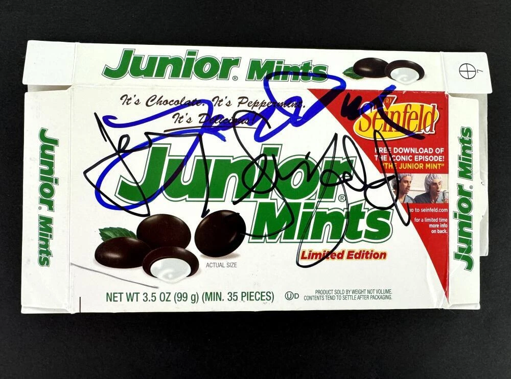 Jerry Seinfeld & Larry David Signed Autograph LE Junior Mints Box w/ Beckett COA