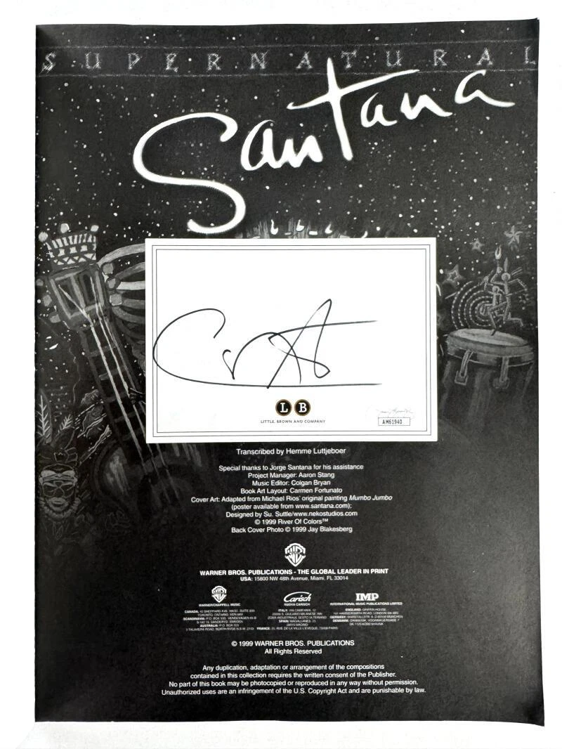 Carlos Santana Signed Autograph Smooth w/ Rob Thomas Sheet Music Songbook - JSA