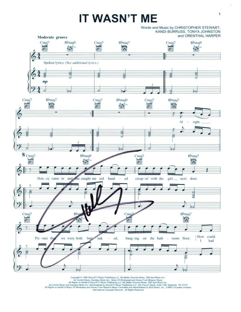 Shaggy Signed Autograph It Wasn't Me Sheet Music - Hot Shot Boombastic Star