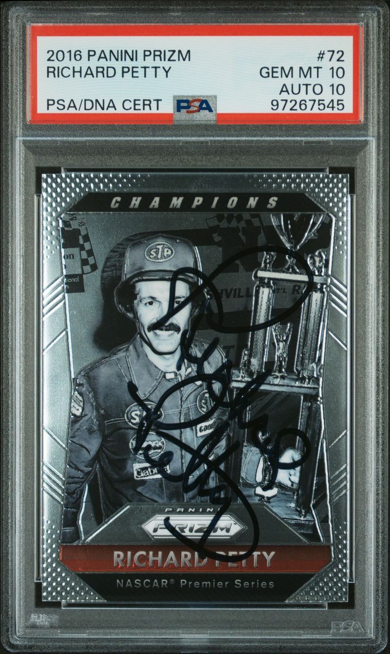 2016 Panini Prizm #72 Richard Petty Signed Card AUTO 10 GEM MT 10 PSA Slabbed Na