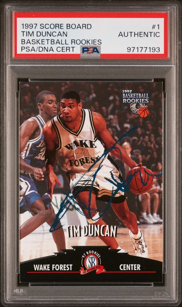 1997 Score Board Basketball Rookies #1 Tim Duncan Signed Card AUTO PSA/DNA Slabb