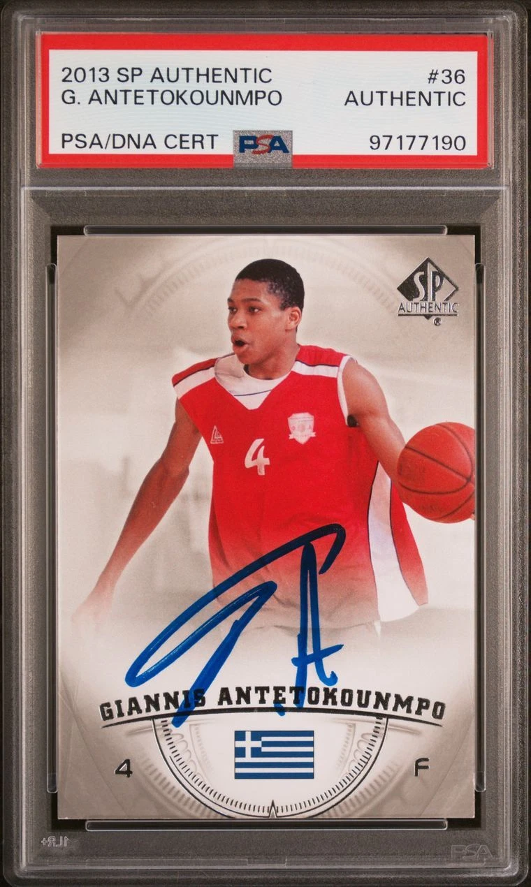 2013-14 Upper Deck SPA Authentic #36 Giannis Antetokounmpo Signed Card AUTO PSA