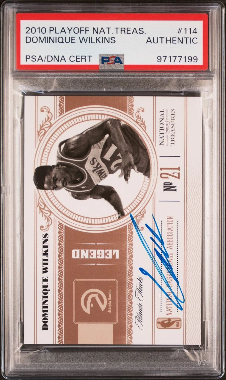 2010 Playoff National Treasures #114 09/99 Dominique Wilkins Signed Card AUTO PS