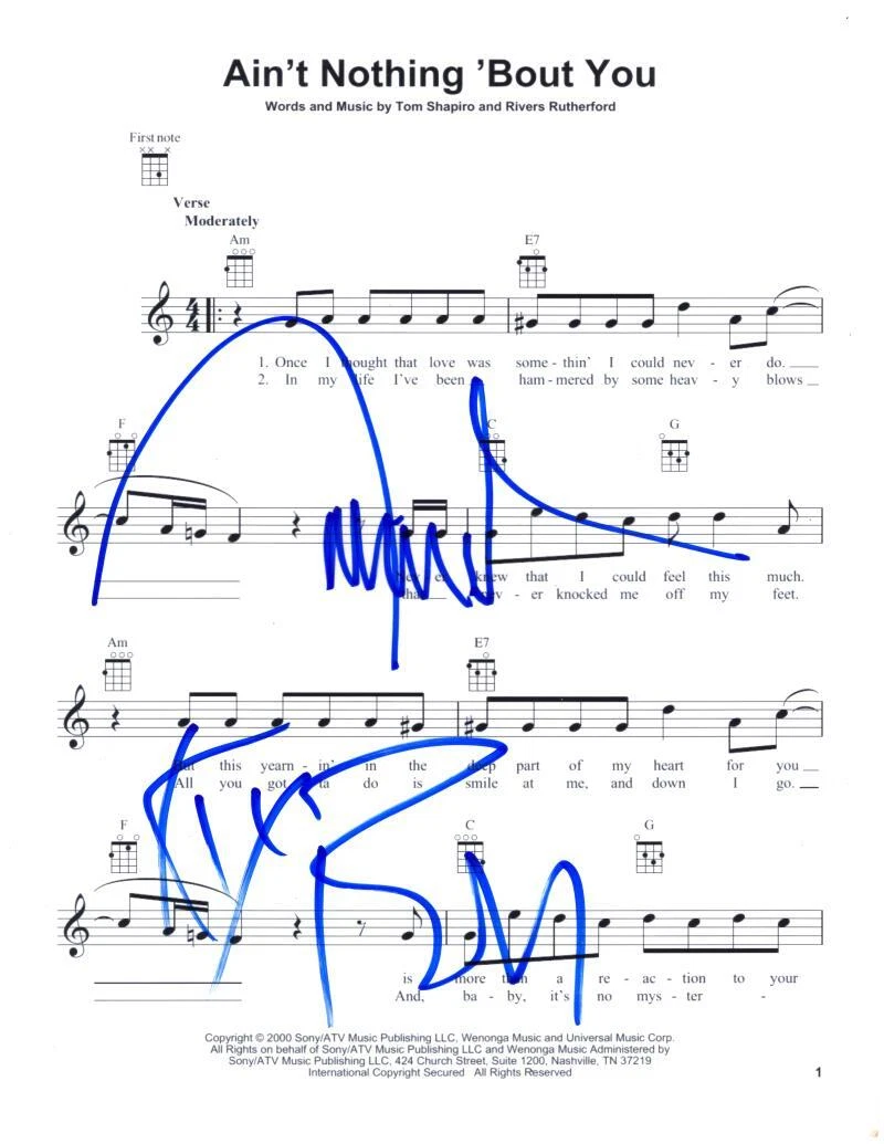 Brooks & Dunn Dual Signed Autograph Ain't Nothin 'Bout You Sheet Music