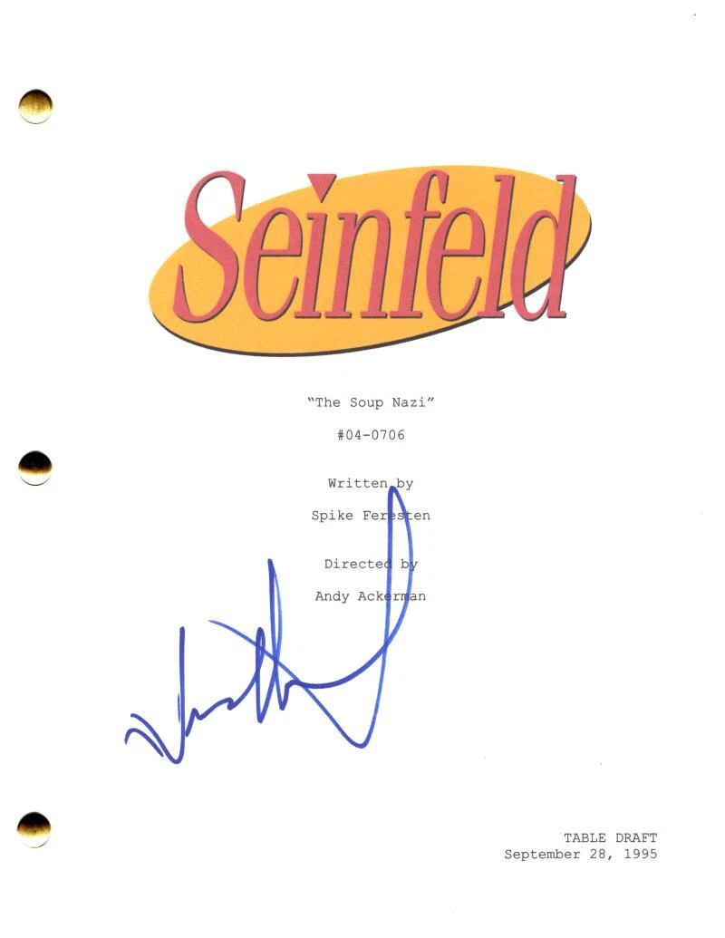 Jason Alexander Signed Autograph Seinfeld Soup Nazi Script - George Costanza