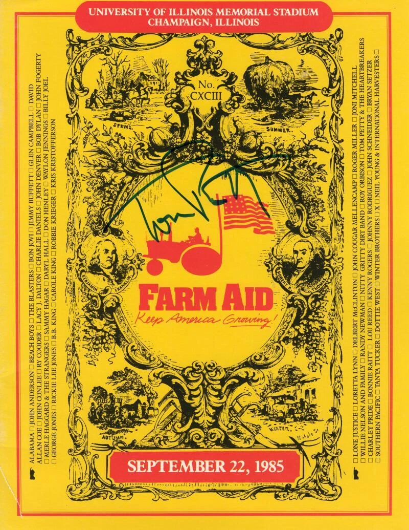 Tom Petty Signed Autograph 8.5x11 1985 Farm Aid Program Cover Page w/ JSA COA