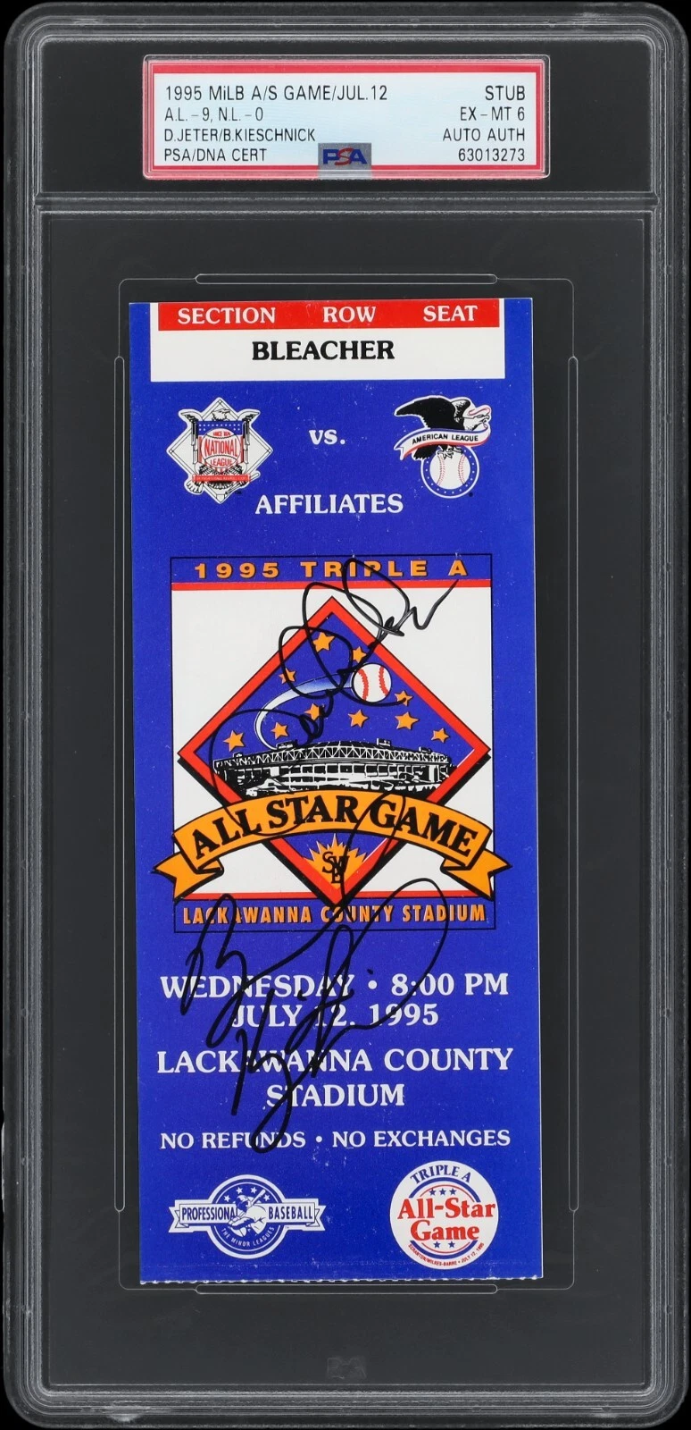 Derek Jeter Pre Rookie Signed 1995 All Star Game Ticket PSA DNA COA