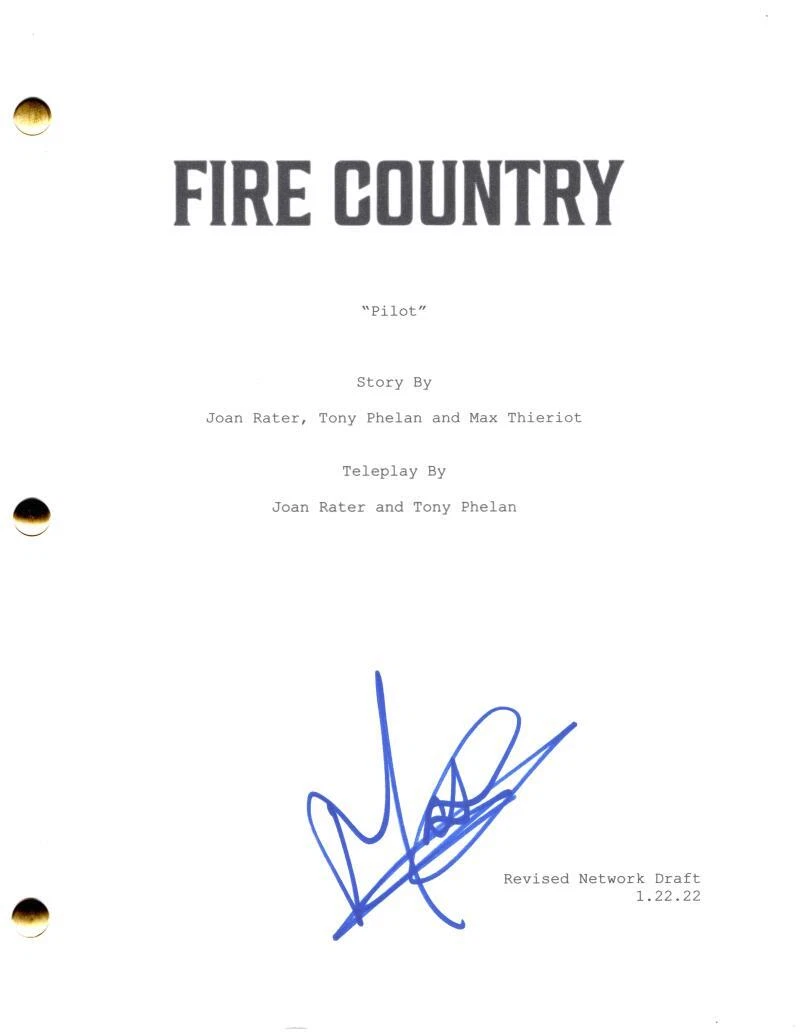 Max Thieriot Signed Autograph Fire Country Full Pilot Script Screenplay - Bode