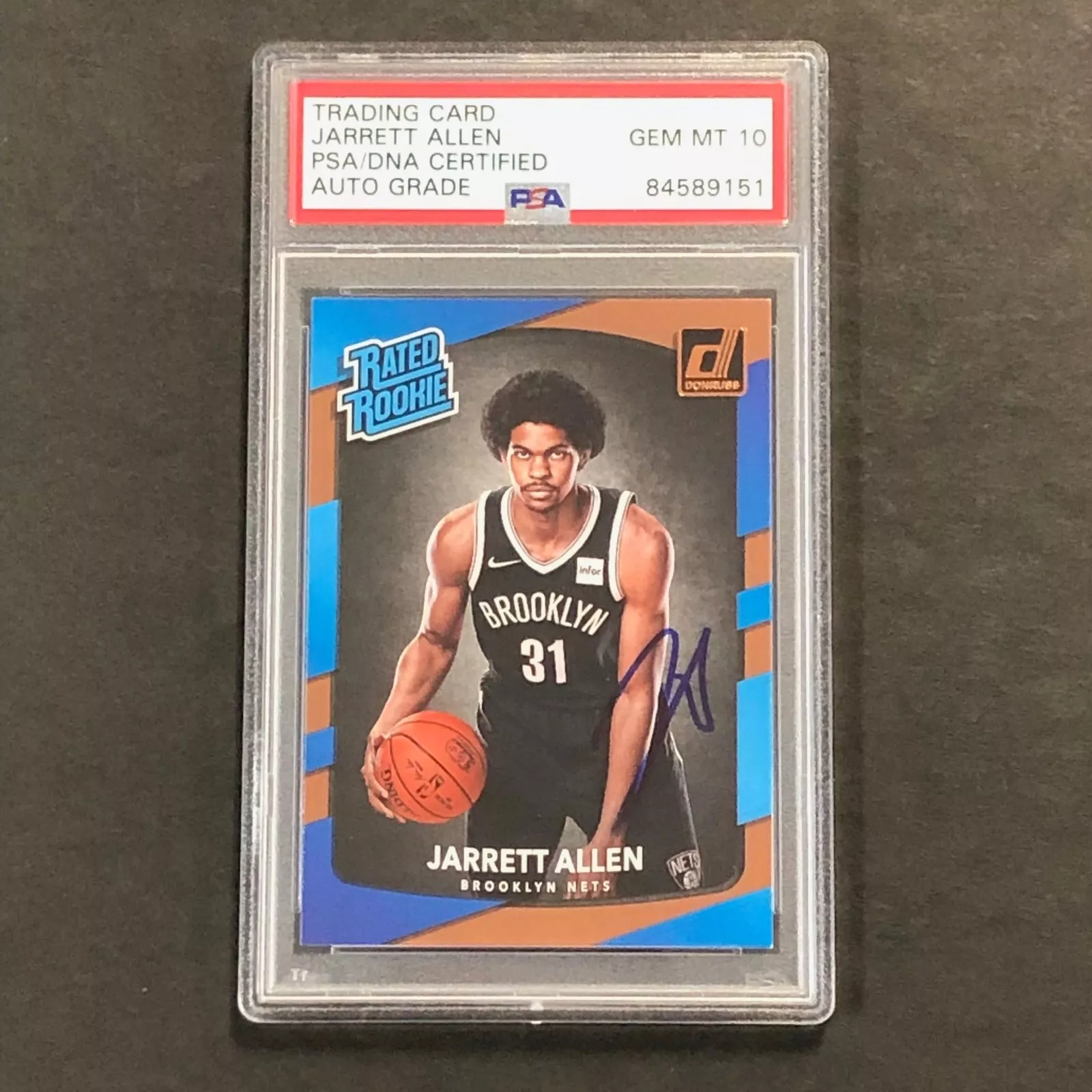 2017 Donruss Rated Rookie # 179 Jarrett Allen Signed Card AUTO 10 PSA Slabbed RC