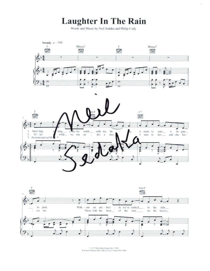 Neil Sedaka Signed Autograph Laughter in the Rain Sheet Music - Sedaka's Back