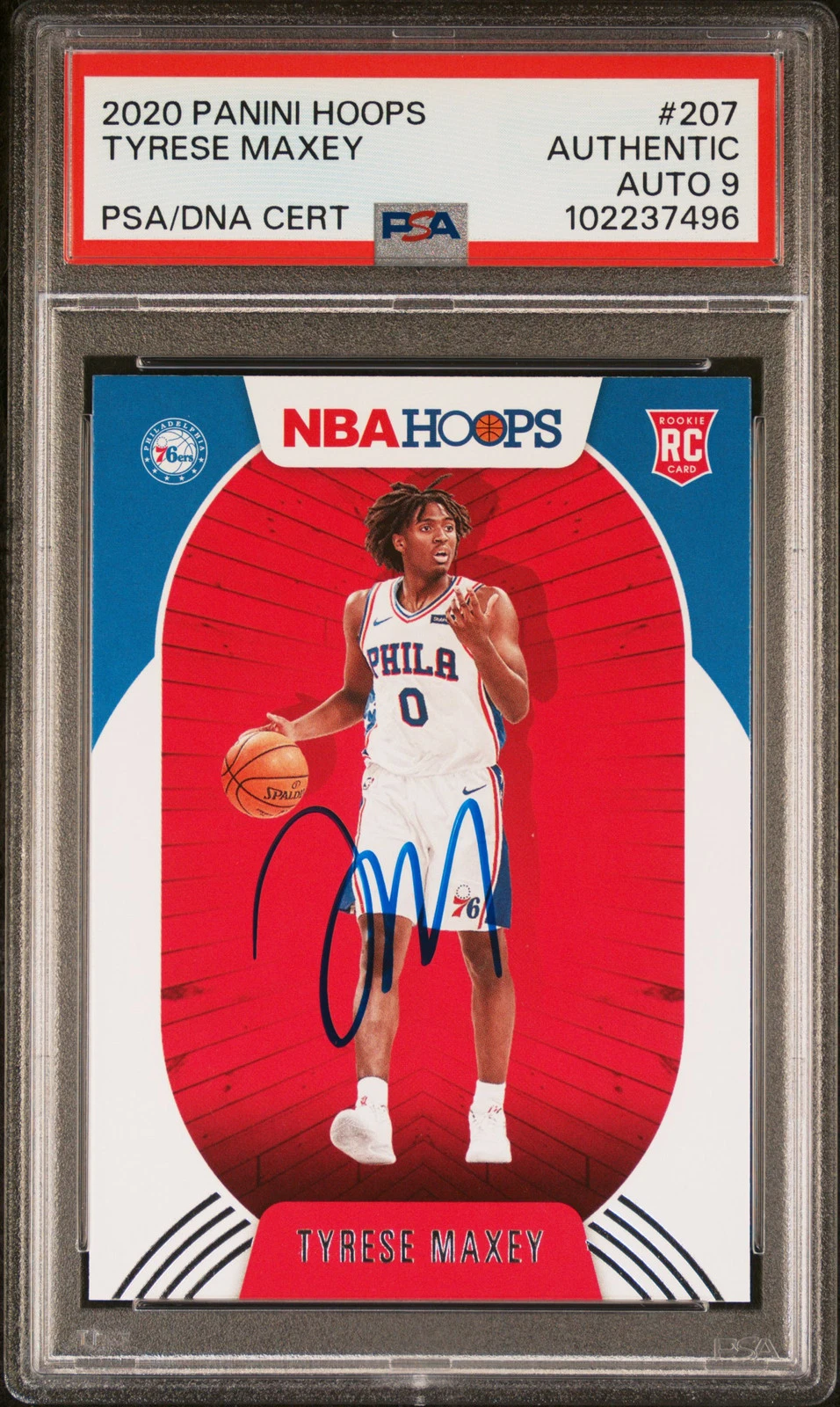 2020 Panini Hoops #207 Tyrese Maxey PSA Auto 9