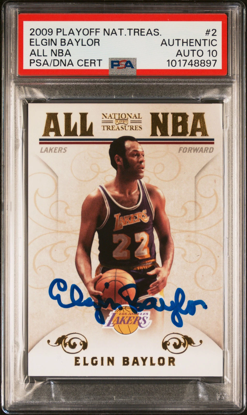 2009 Playoff National Treasures All NBA #2 Elgin Baylor PSA A Auto 10